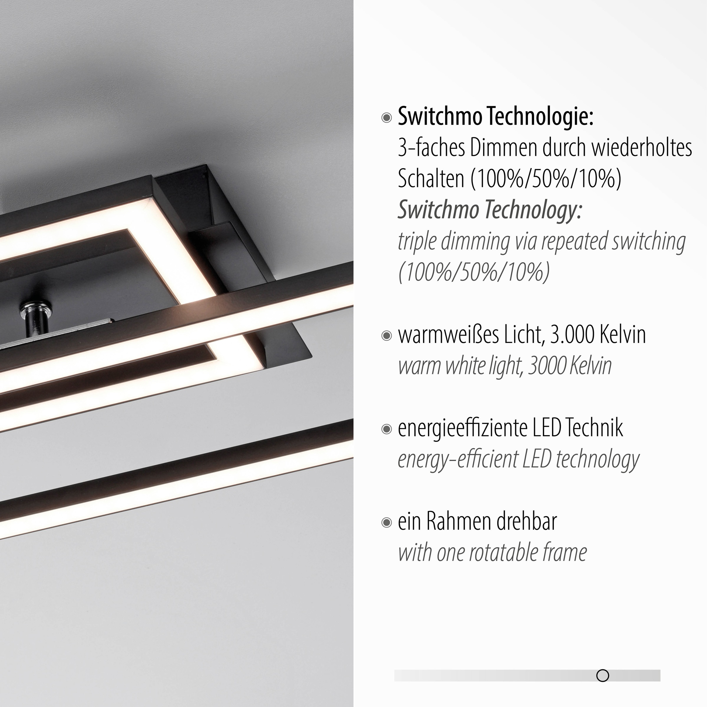 JUST LIGHT Deckenleuchte »IVEN«, 1 flammig, Leuchtmittel LED-Board | LED fest integriert, LED, dimmbar, Switchmo, Memory, nach Trennung vom Netz