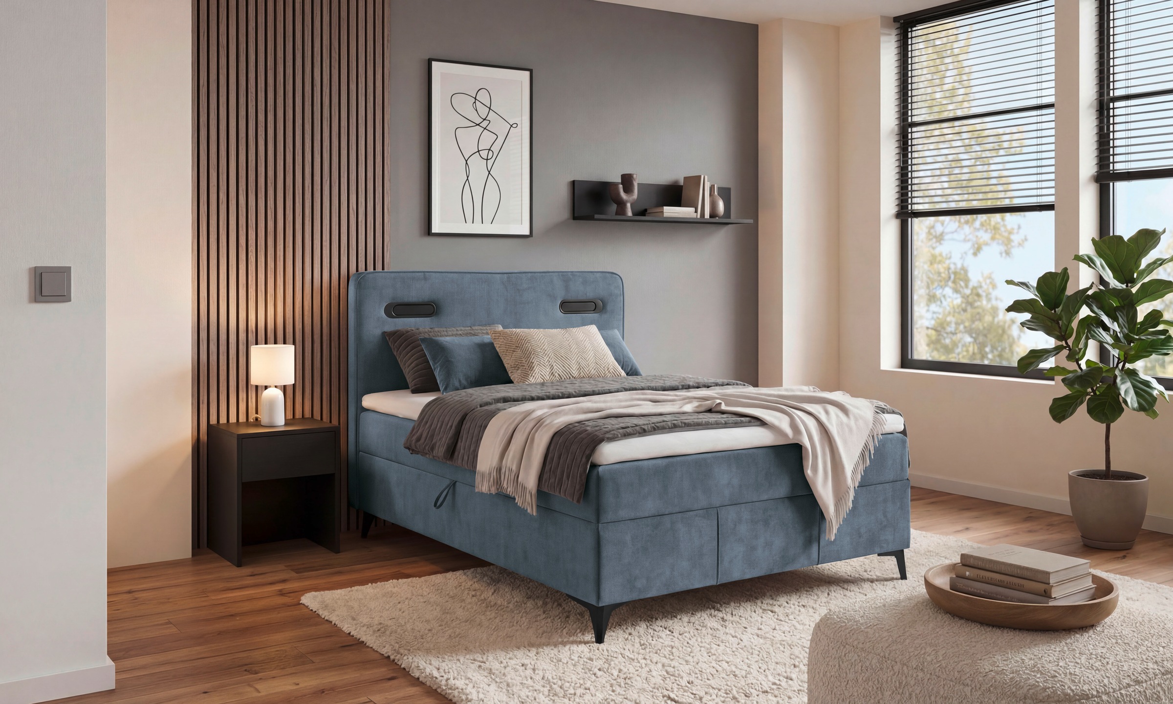 ED EXCITING DESIGN Boxbett »Altea 120x200 mit LED und Bettkasten« inkl. 4 cm Topper, H3, Bettkasten und LED-Beleuchtung