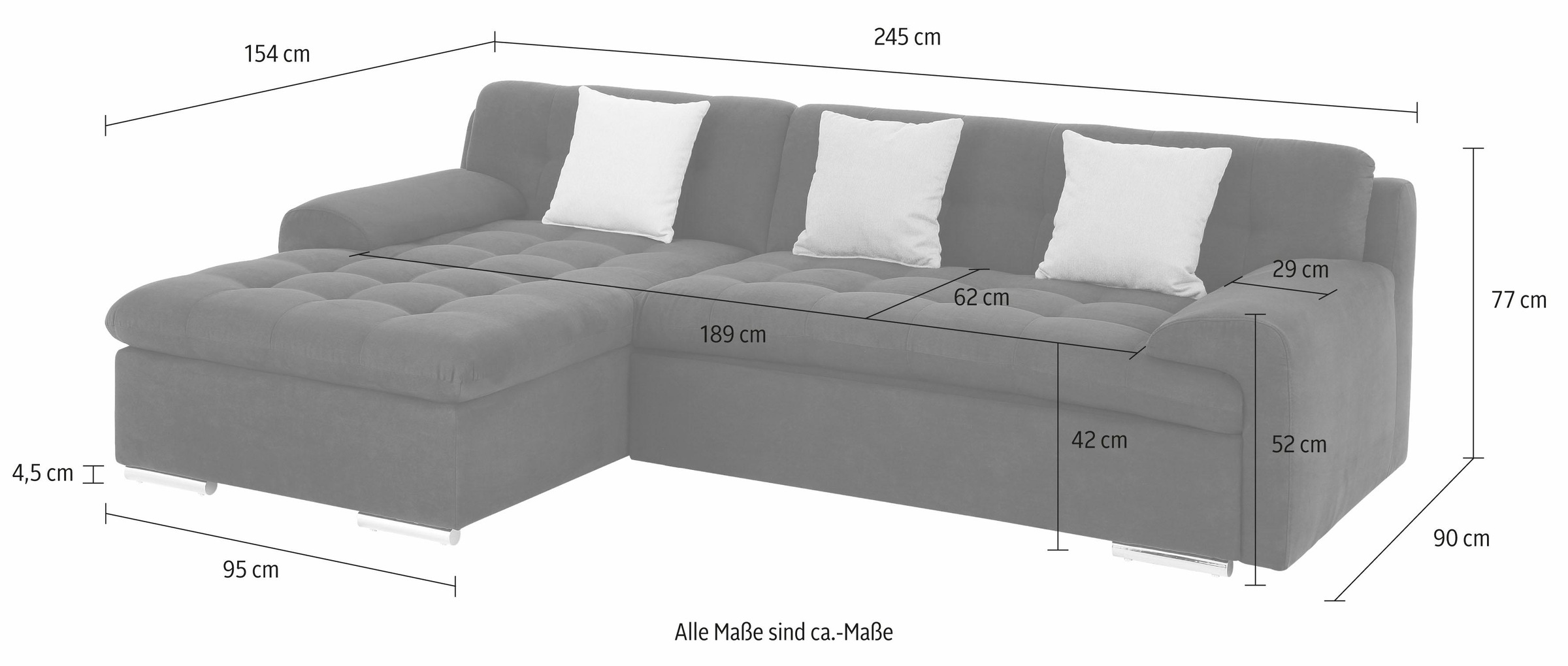 TRENDMANUFAKTUR Ecksofa »Rave 3, L-Form«, wahlweise mit Bettfunktion