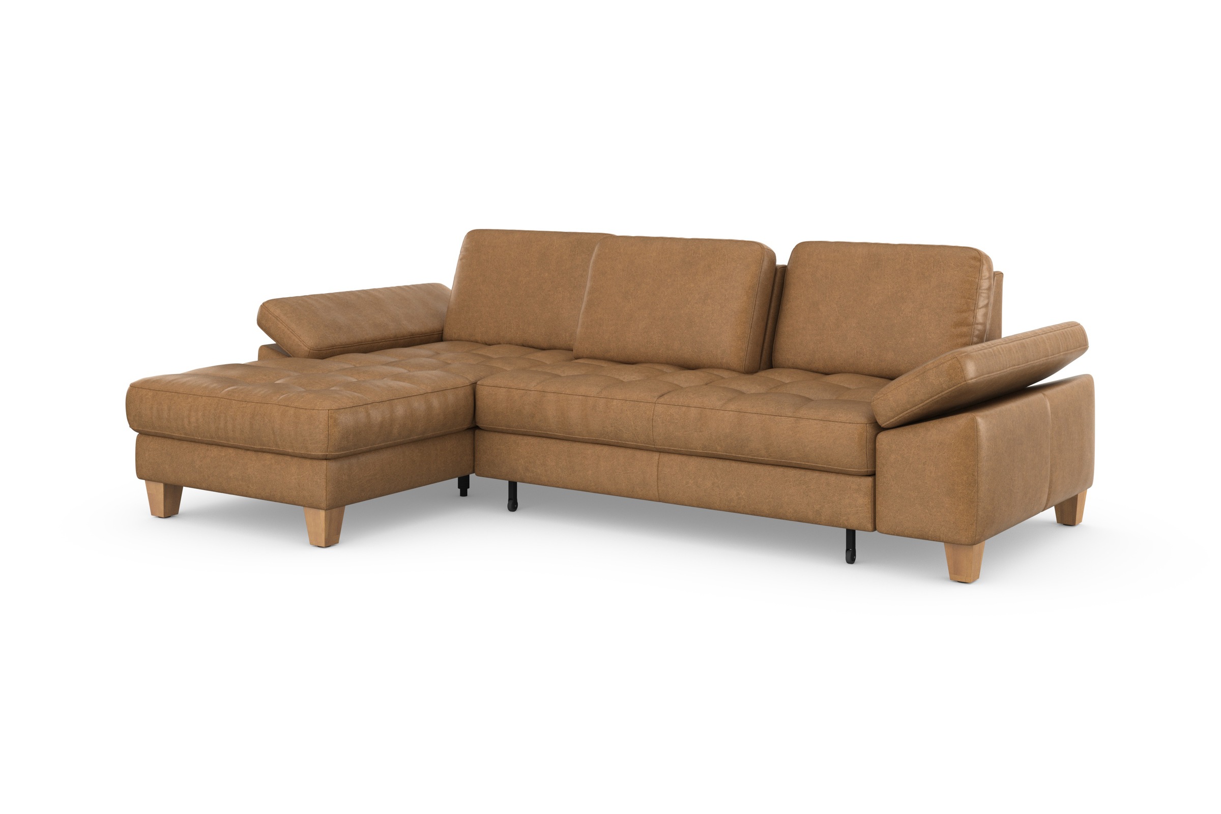 sit&more Ecksofa »Westham L-Form«, mit Recamiere, mit oder ohne Bettfunktion, Bettkasten, Füße Eiche