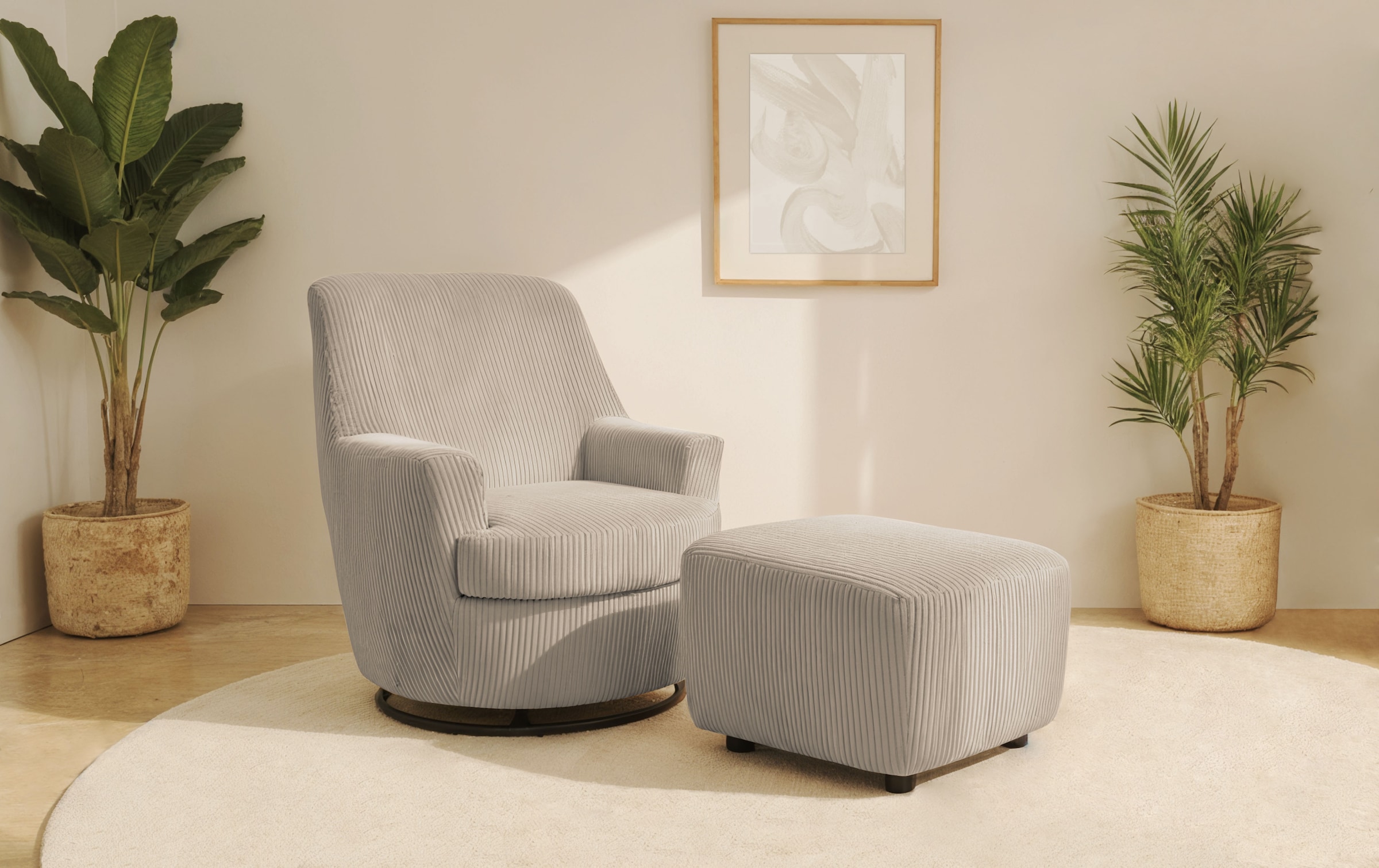 Home affaire Drehsessel "HETTY, Drehsessel mit Wippfunktion und Hocker; Les günstig online kaufen