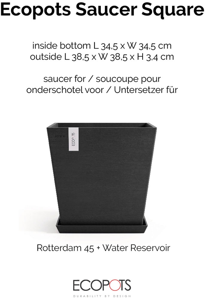 ECOPOTS Topfuntersetzer »Quadratisch 45 Dunkelgrau« für innen und außen: frostsicher, bruchsicher und lichtbeständig