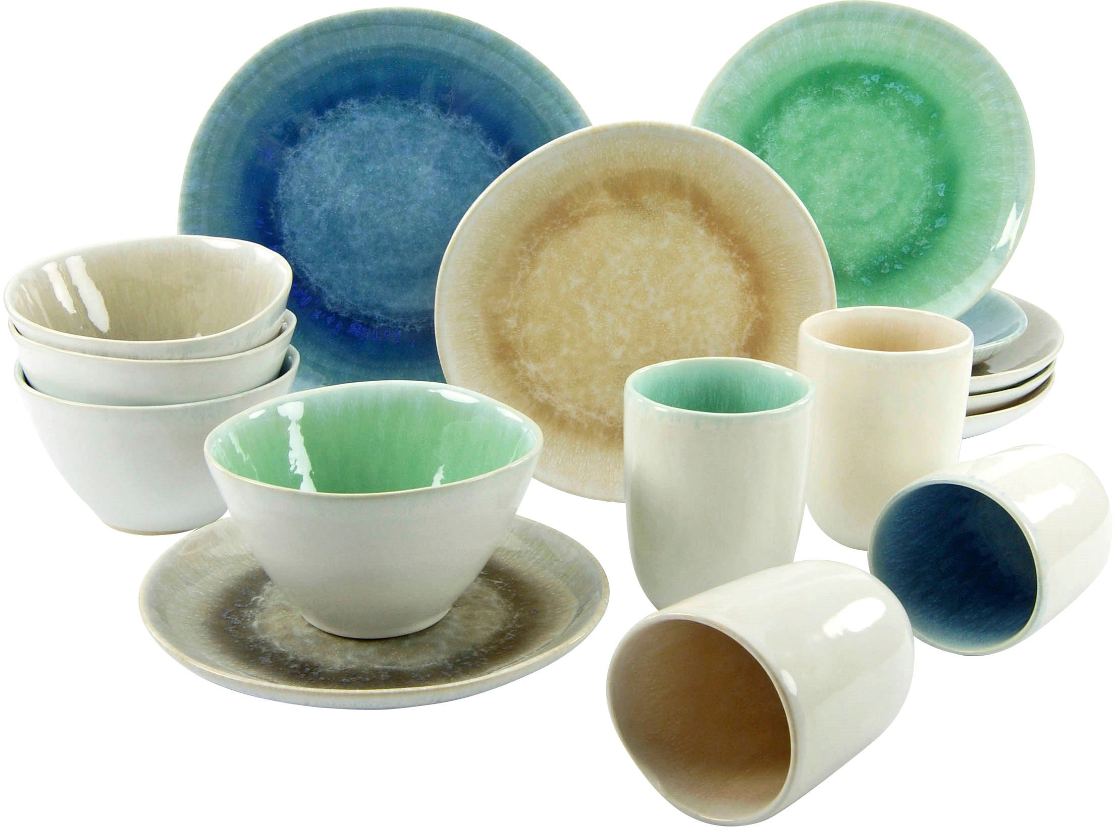 CreaTable Kombiservice "Aquarius" Spezialglasur, handwerklicher Look günstig online kaufen