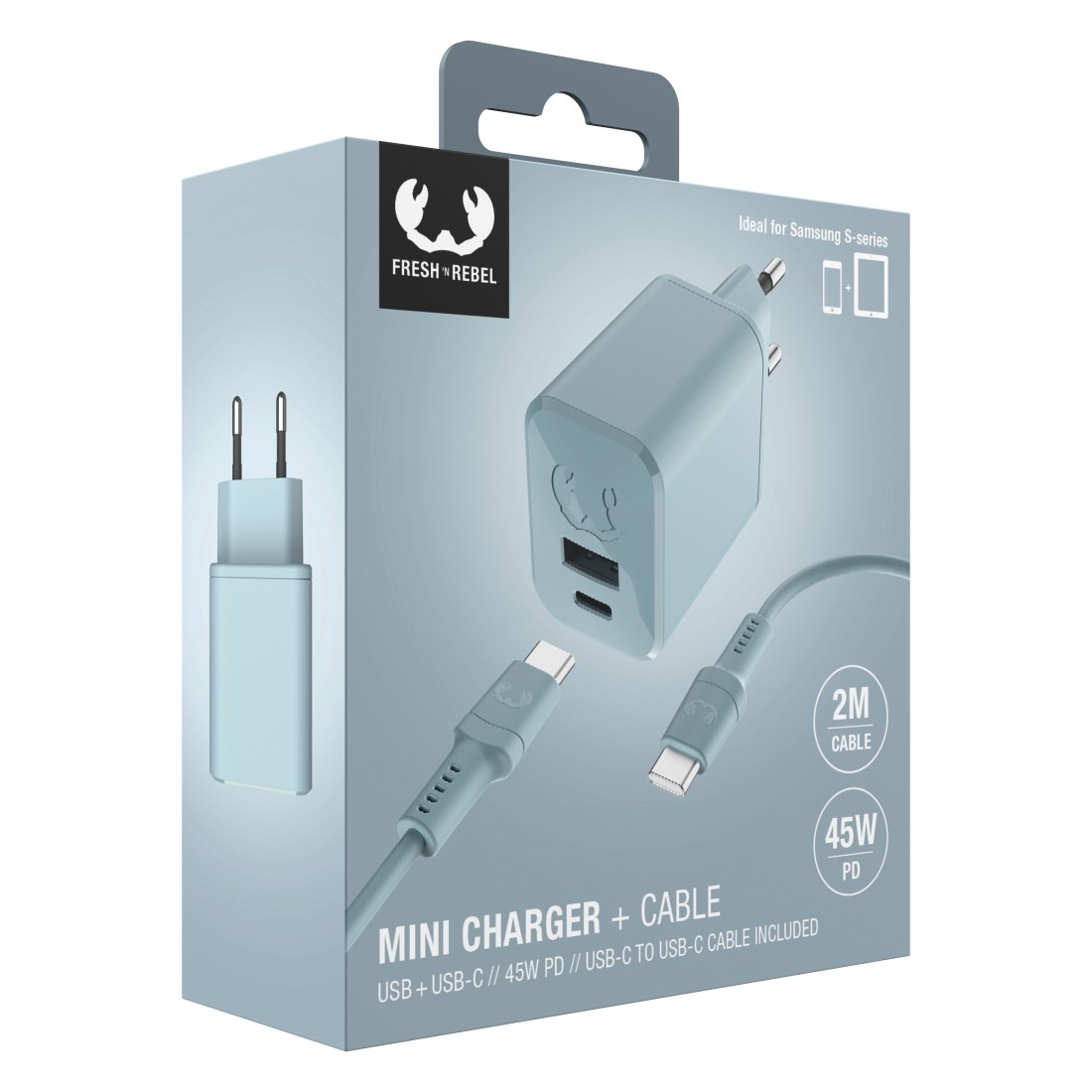Fresh´n Rebel Schnelllade-Gerät »Mini-Charger USB-C- und USB-A, PD 45W, USB-C-Kabel 2m«, (2 St.)