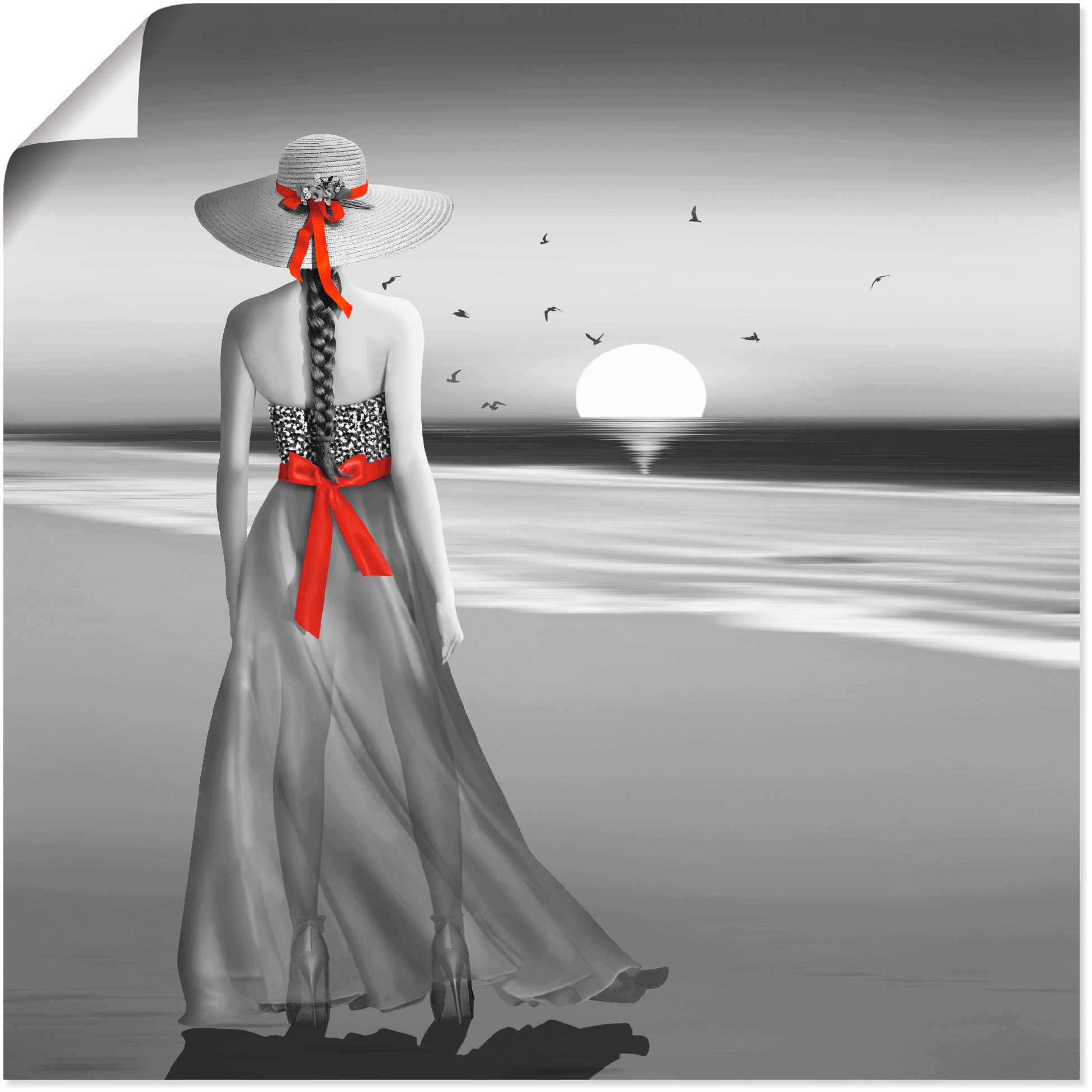Artland Wandbild »Ein Blick zurück aufs Meer«, Frau, (1 St.), als Alubild, Outdoorbild, Leinwandbild, Poster, Wandaufkleber