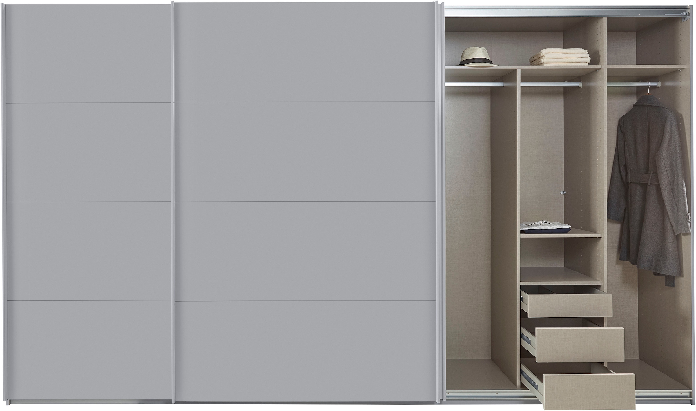 rauch Schwebetürenschrank »Kleiderschrank Schrank Garderobe TOPSELLER OTELI inkl. Inneneinteilung«, mit 3 Innenschubladen sowie zusätzlichen Einlegeböden MADE IN GERMANY