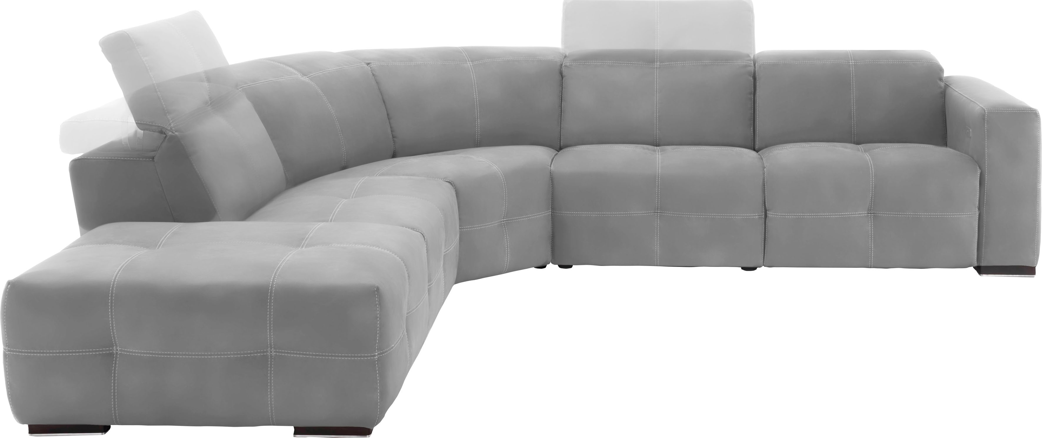 Egoitaliano Ecksofa "Sauvanne, Designsofa der Extraklasse, elegant und bequem, L-Form" wahlweise mit elektrischer Relaxfunktion, Kopfteilverstellung