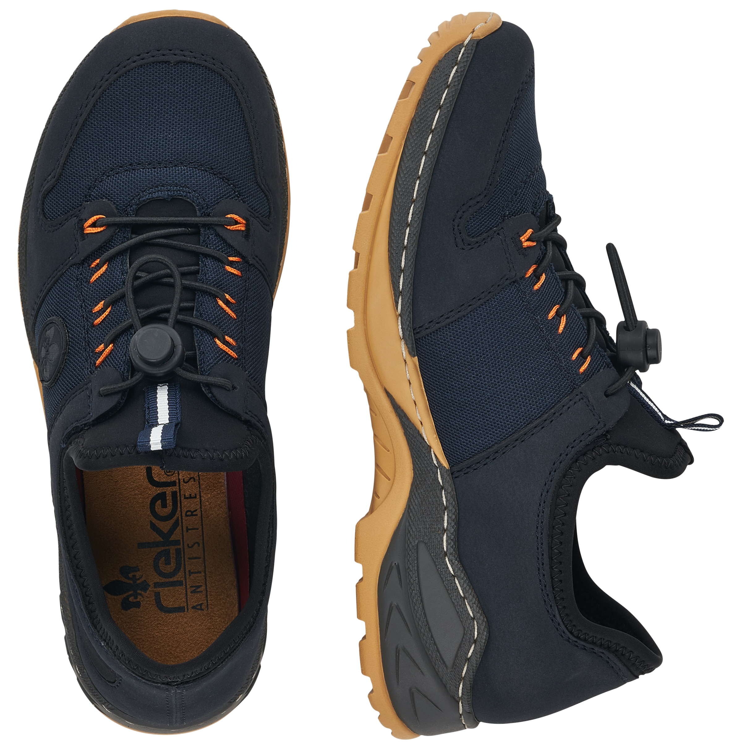 Rieker Slip-On Sneaker, Trekking Schuh, Freizeitschuh, Slipper mit aufwendiger Rahmennaht