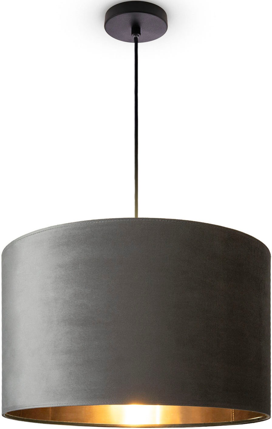 Paco Home Pendelleuchte »Hugo uni Color«, Leuchtmittel E27 | ohne Leuchtmittel, Wohnzimmer Lampenschirm aus Velour Unifarben Deko E27 Kabel 1,5m