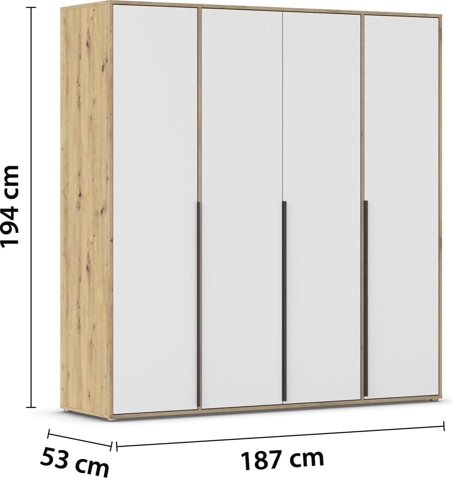 rauch Drehtürenschrank »Kleiderschrank Schrank Garderobe Wäscheschrank NAGATA viel Stauraum«, (in 3 verschiedenen Ausstattungen BASIC/CLASSIC/PREMIUM), mit modernen Stangengriffen in Graumetallic TOPSELLER MADE IN GERMANY