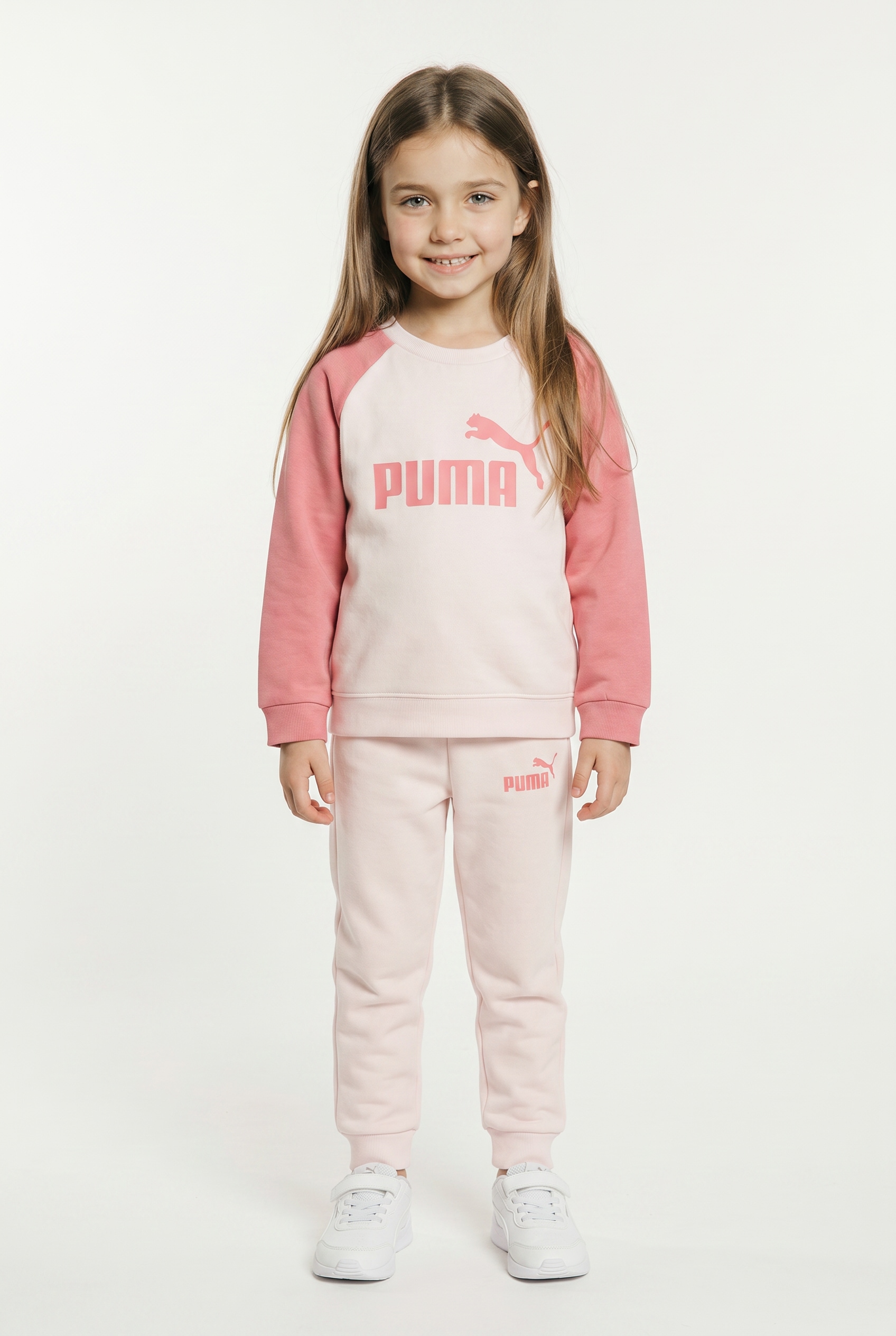 PUMA "MINICATS ESS RAGLAN CREW SET FL INF" 2 tlg. 2-teilig, mit Rundhalsausschnitt, mit innenliegendem Kordelzug