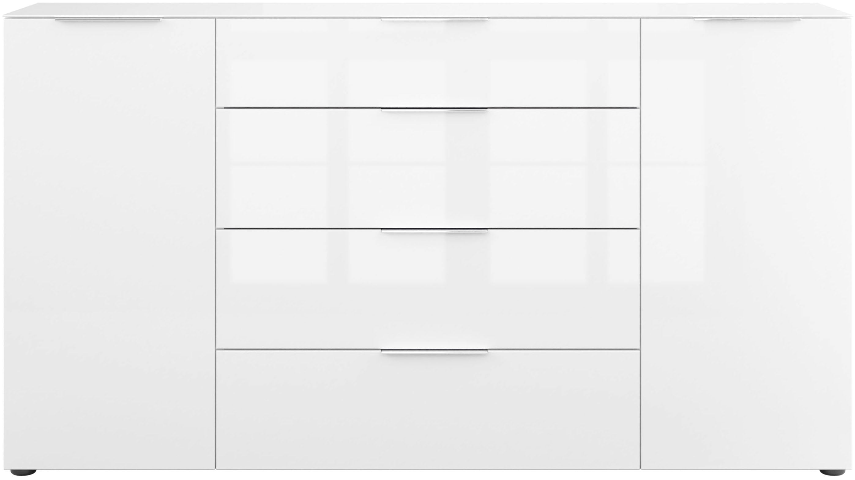 Manjana Möbel Kommode "Style" mit Glasfronten, mit Metallgriffen, melaminbeschichtet