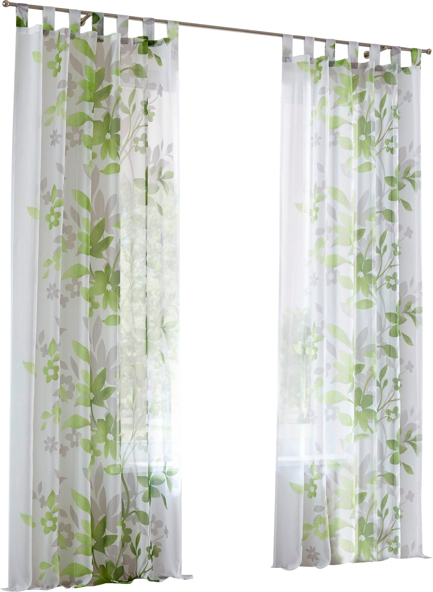 Home affaire Gardine »Ina«, (2 St.), 2-er Set, einseitig floral bedruckt, Voile, Blumen