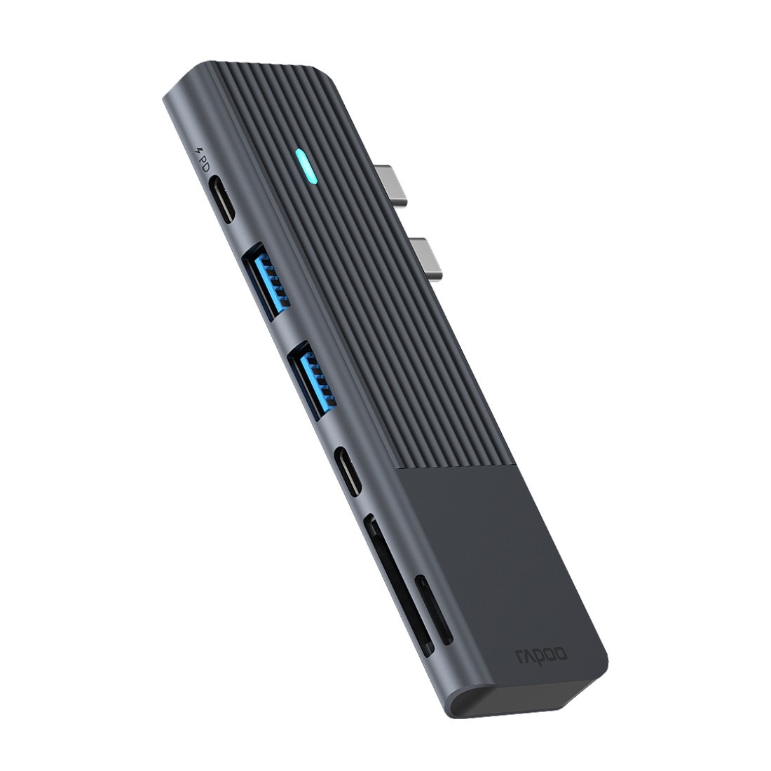 Rapoo USB-Adapter »UCM-2003 USB-C Multiport Adapter, 7in2, Grau« USB-C zu HDMI | MicroSD-Card | SD-Card | USB 3.0 Typ A