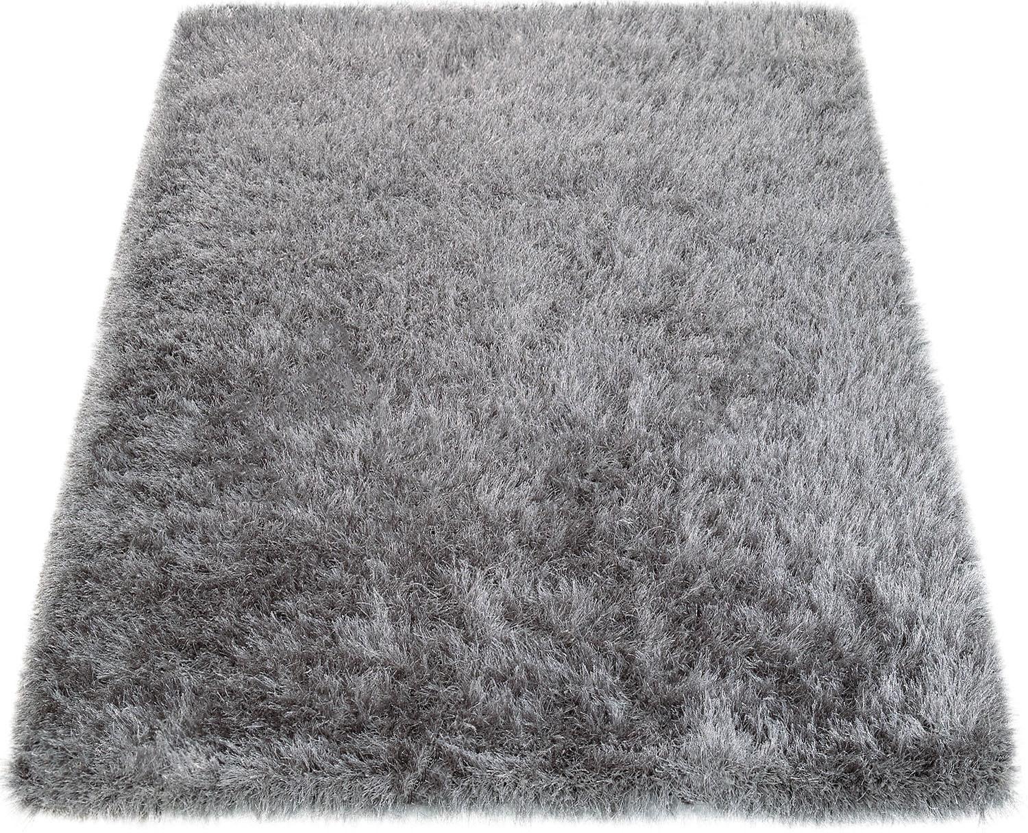 Paco Home Hochflor-Teppich "Glamour 300" rechteckig 70 mm Höhe Uni Farben, günstig online kaufen