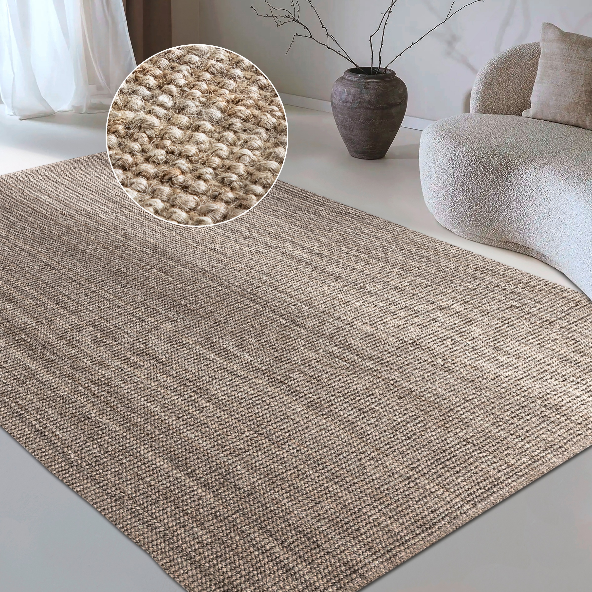 Teppich MY HOME "Avot Juteteppich", braun (graubraun), B:120cm H:10mm L:170cm, Jute, Teppiche, Teppich, 100% Jutefaser, Läufer, Esszimmer, Wohnzimmer, Skandi