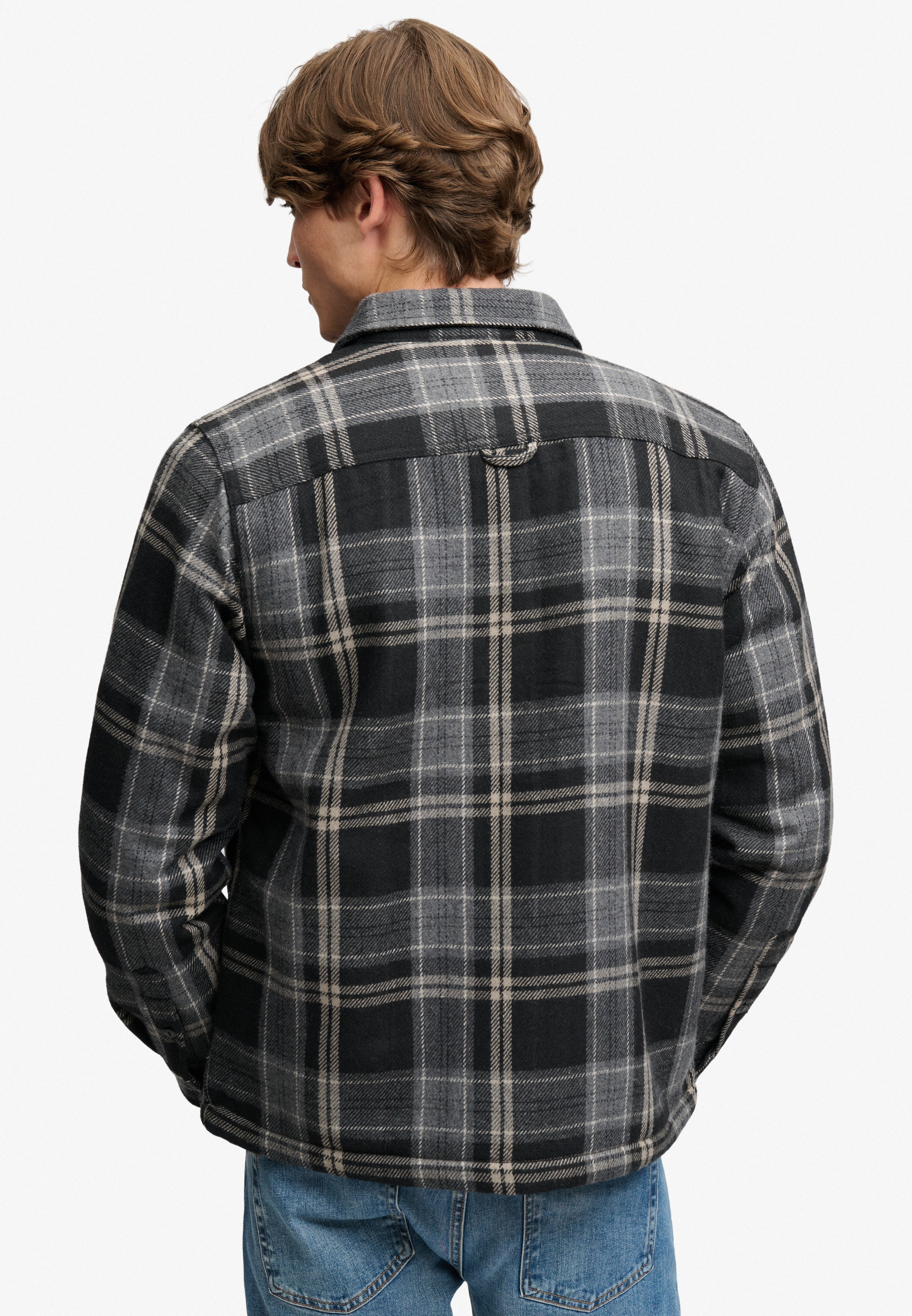 Superdry Langarmhemd »BORG LINED MILLER OVERSHIRT« Materialmix, oversize