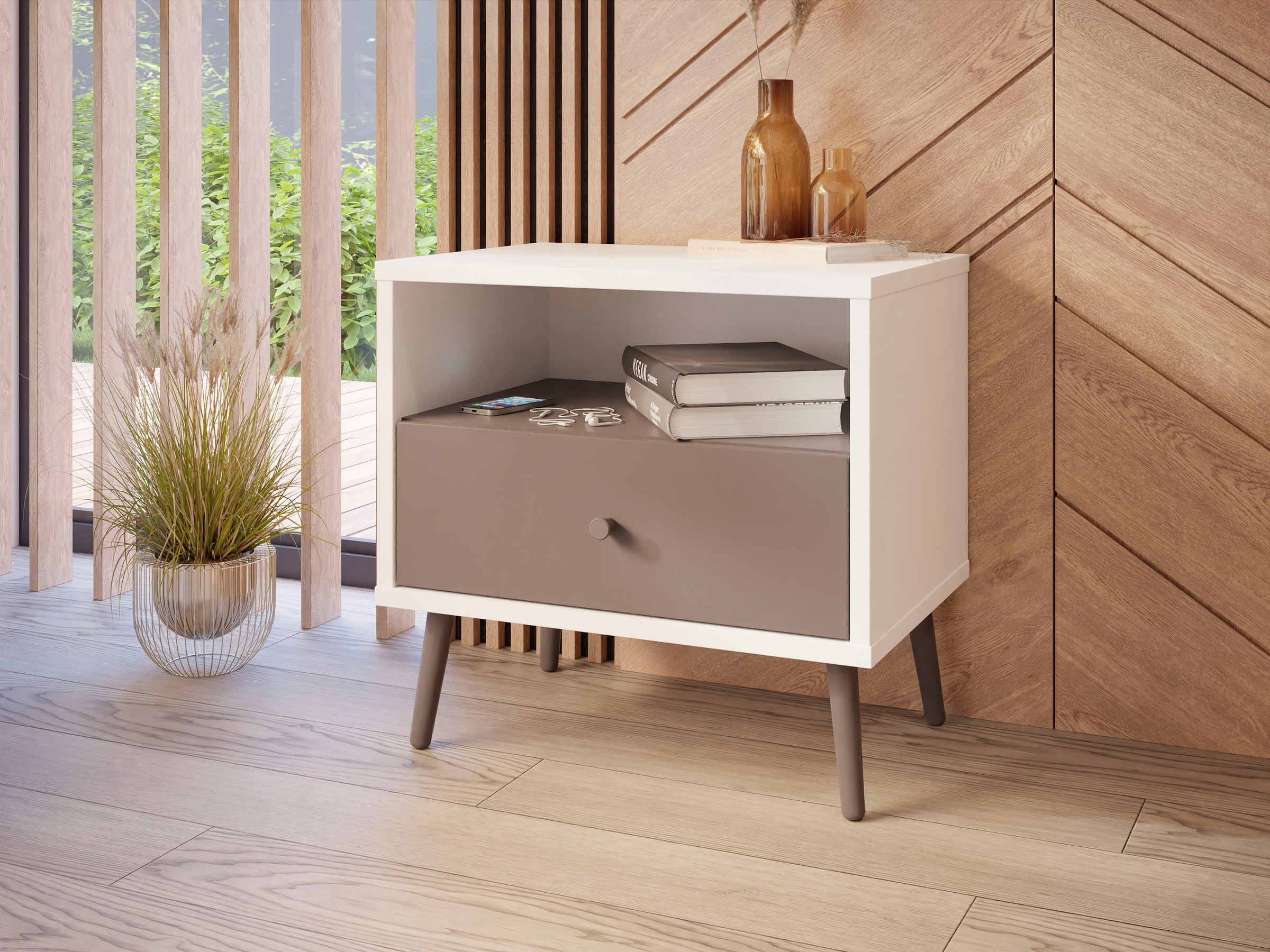 FORTE Nachtkommode »Harllson EasyKlix by Forte«, Montage von Korpus ohne Werkzeug oder Schrauben