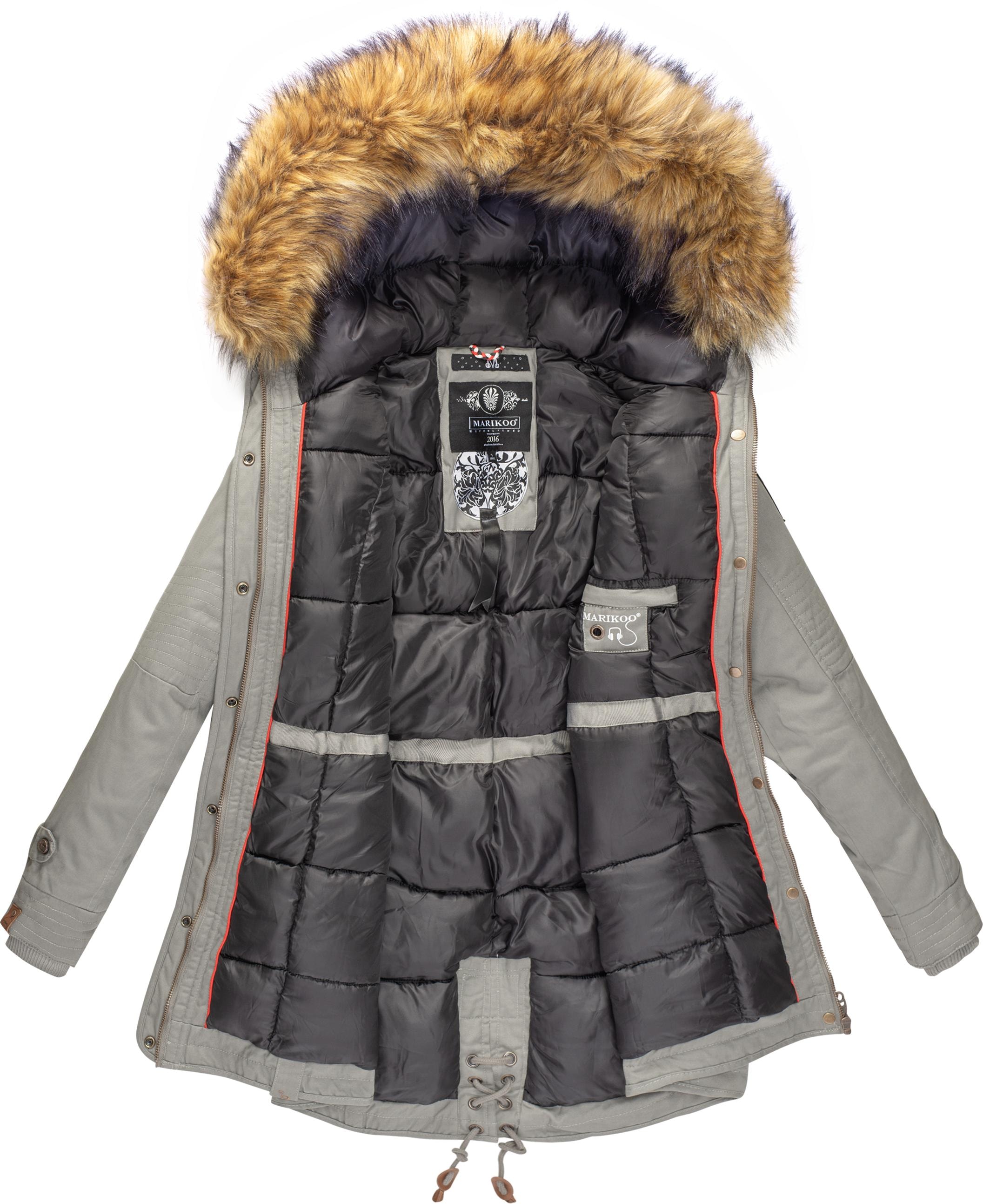 Marikoo Wintermantel »La Viva Prc«, stylischer Winterparka mit abnehmbarem Kunstfell
