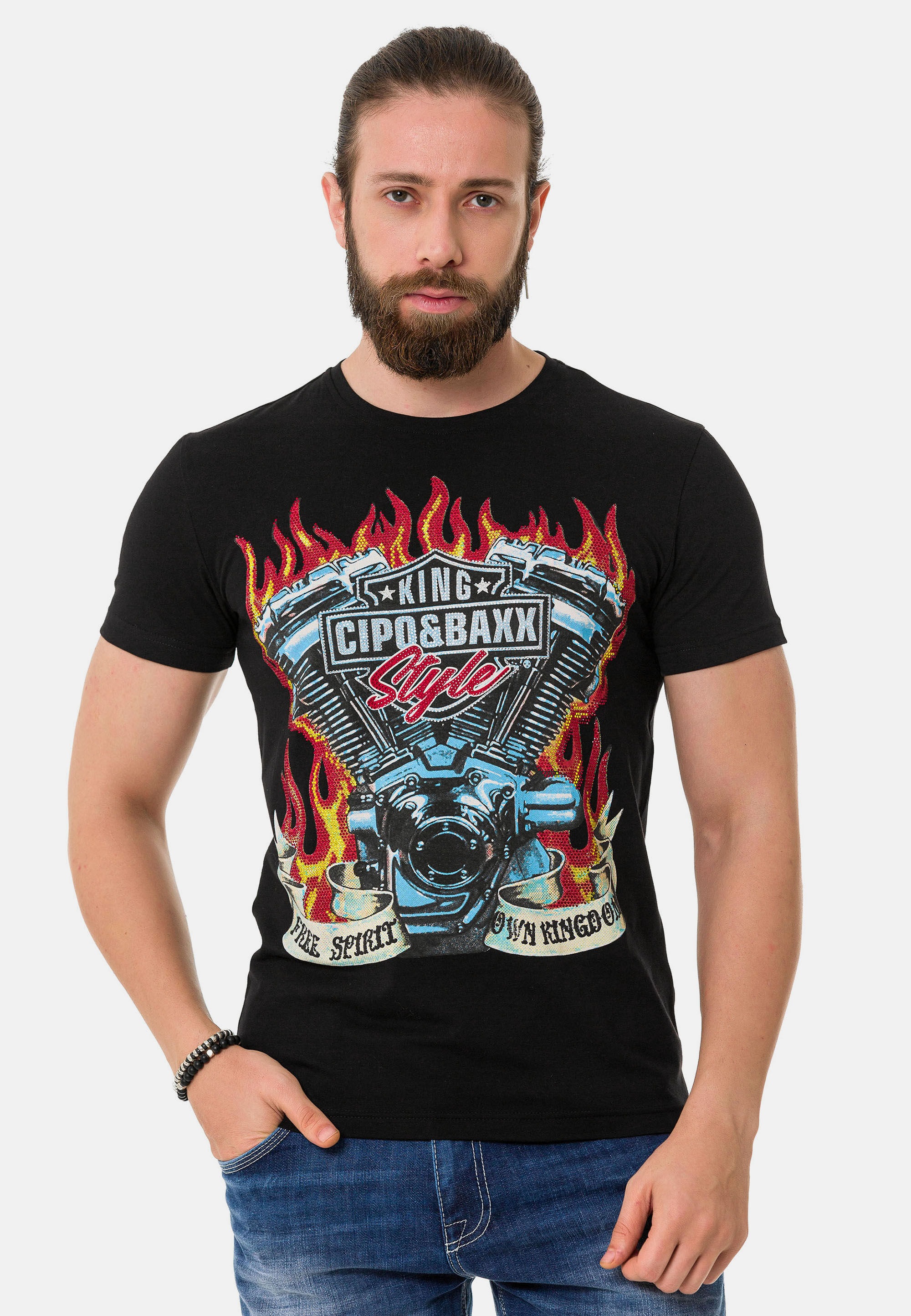 Cipo & Baxx T-Shirt »T-Shirt«, mit markantem Print