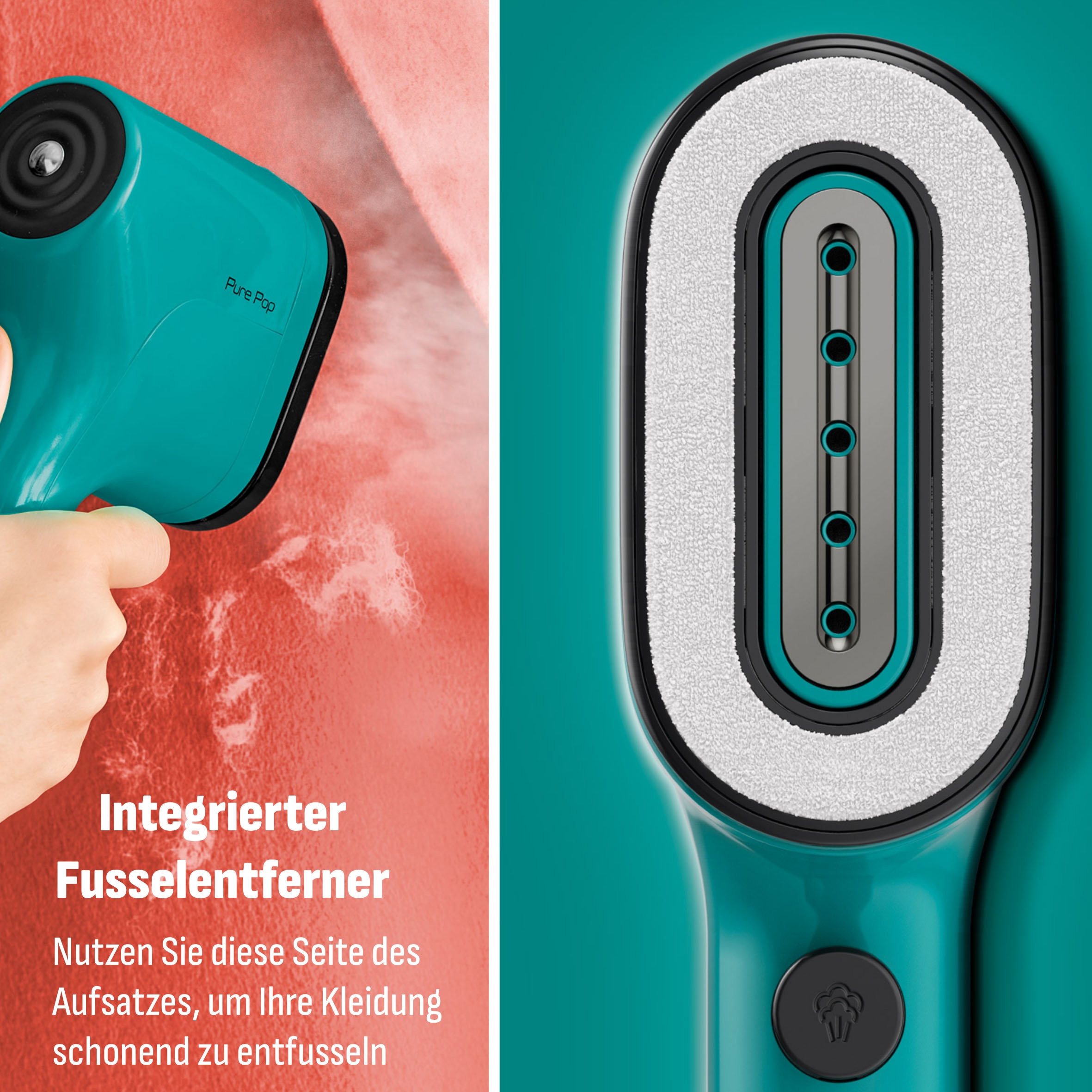 Tefal Dampfbürste »Pure Pop« 1300 W entfernt bis zu 99,99% der Viren/Bakterien/Keime