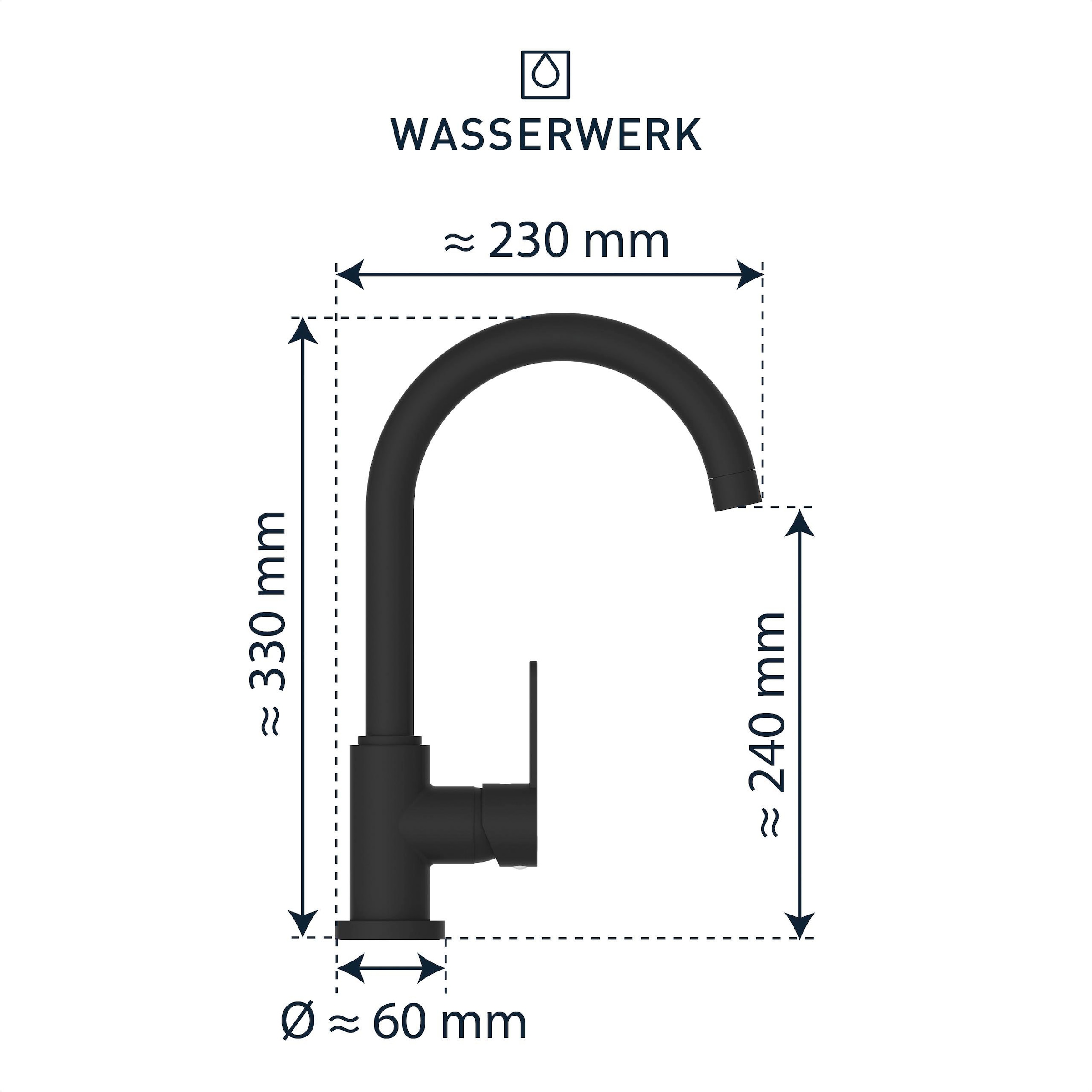 WASSERWERK Spültischarmatur »WK 5, Wasserhahn, Küche, Einhebelmischer«, 360° schwenkbar, Cold-Start-Funkt., geräuscharm