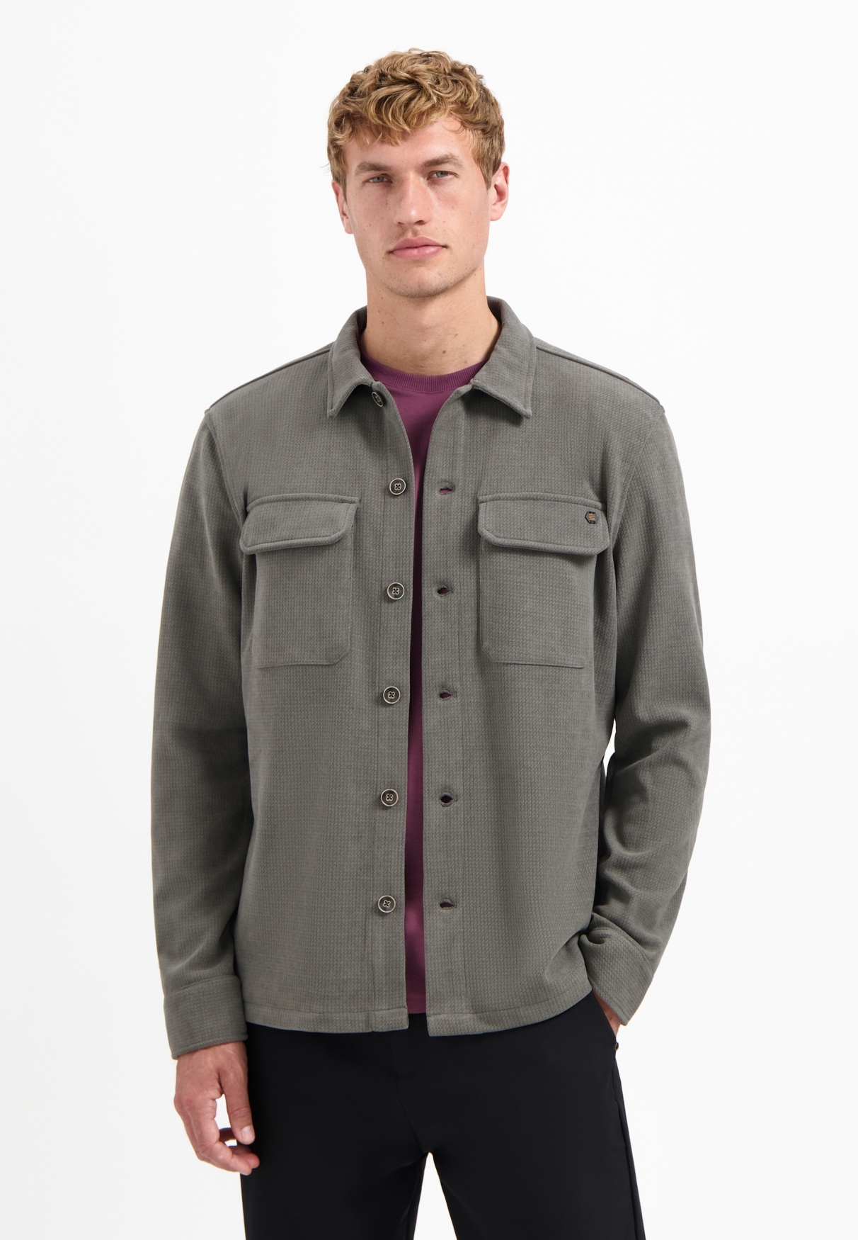 NO EXCESS Langarmhemd "No Excess Overshirt mit Knopfleiste" günstig online kaufen