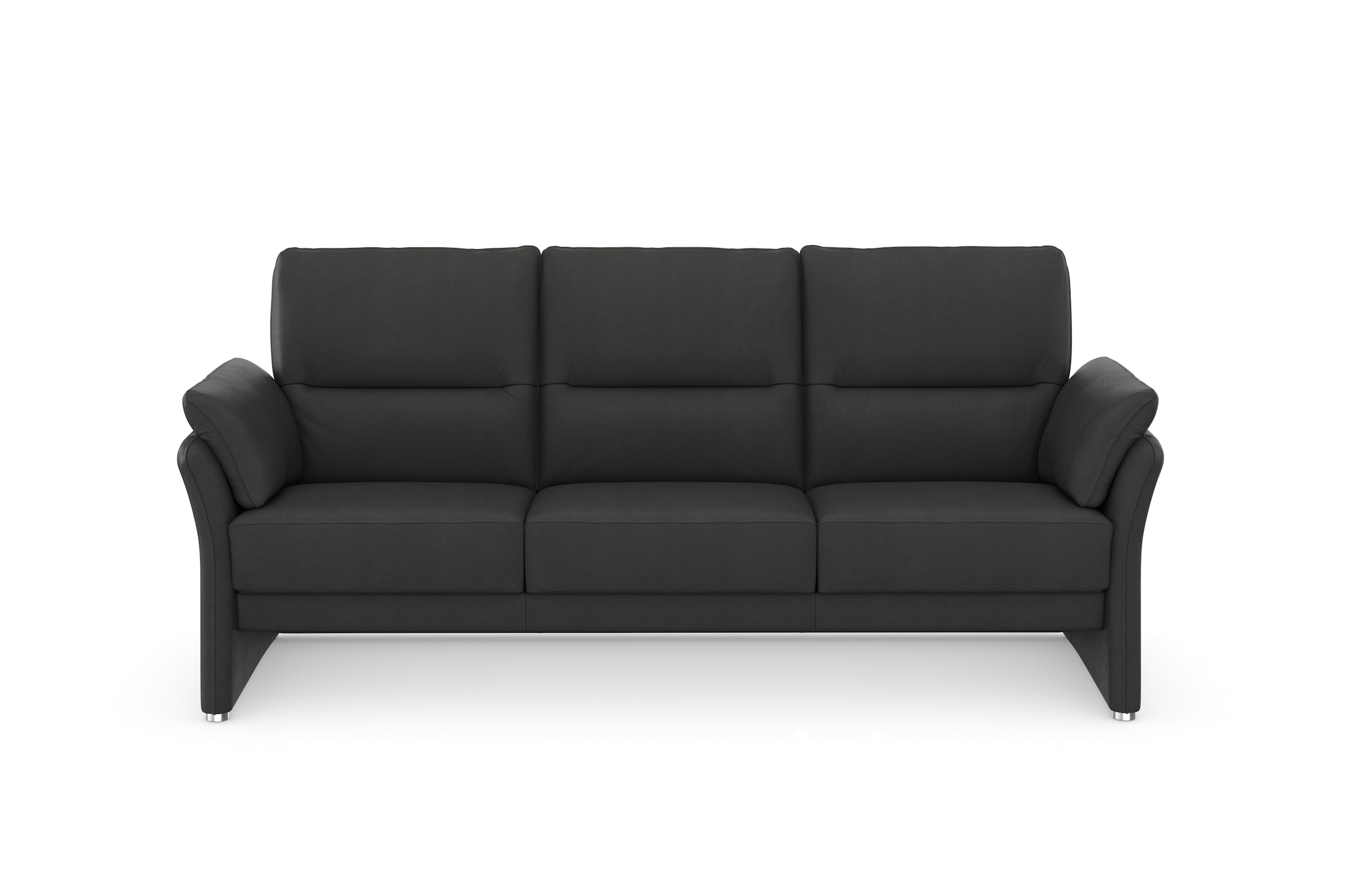 DOMO collection 3-Sitzer »Pina, schmale Armlehnen, mit Federkern, kompakt & elegant«, Hoher Sitzkomfort, Luxus-Microfaser Lederoptik, grau, Breite 219 cm