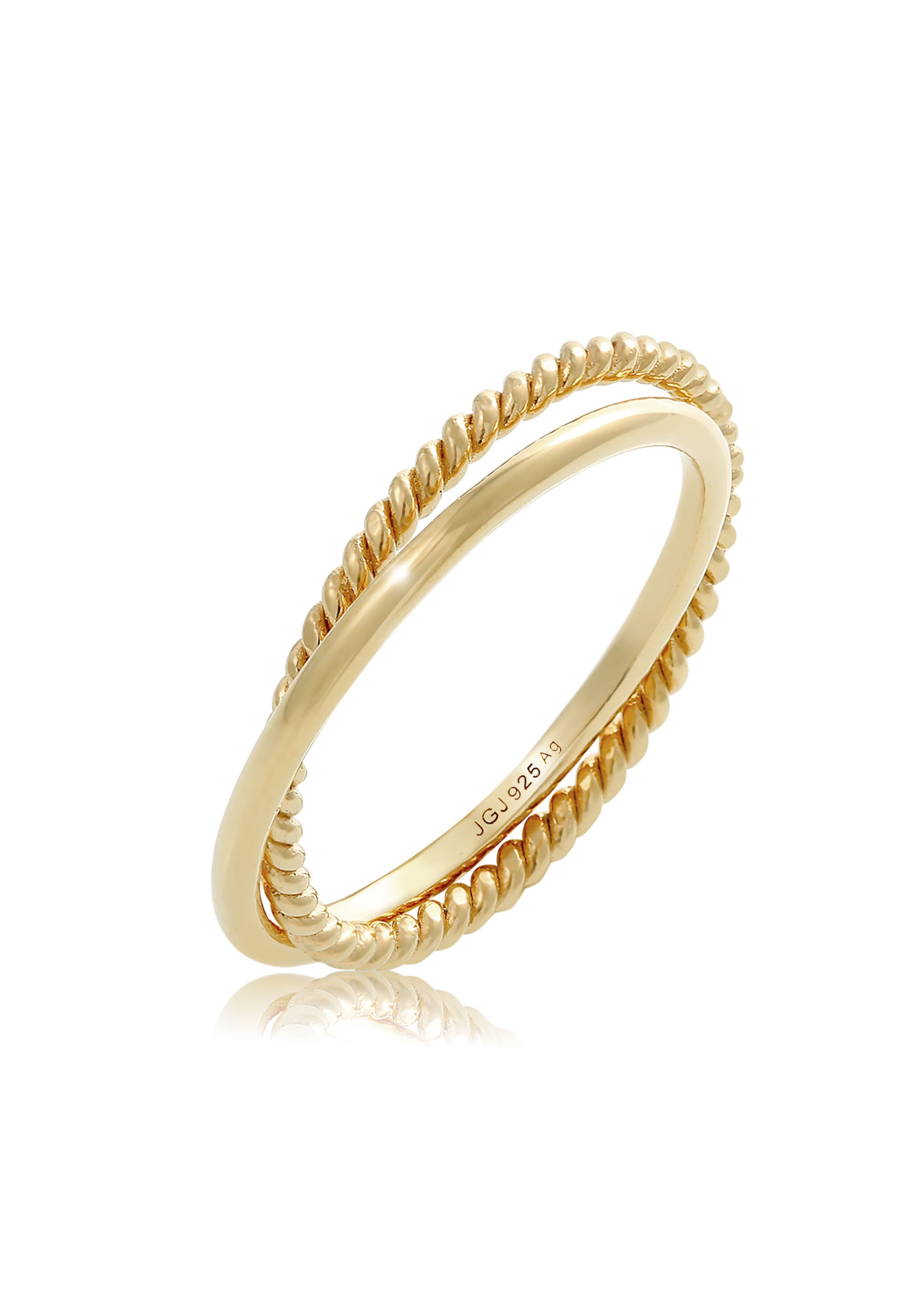Fingerring ELLI "Wickelring Klassik Fein Gedreht Schmuck Geschenk 925 Silber" Gr. 56, gold, Fingerringe, Damen, 56mm, ohne Stein, Silber 925 (Sterlingsilber), Fingerring