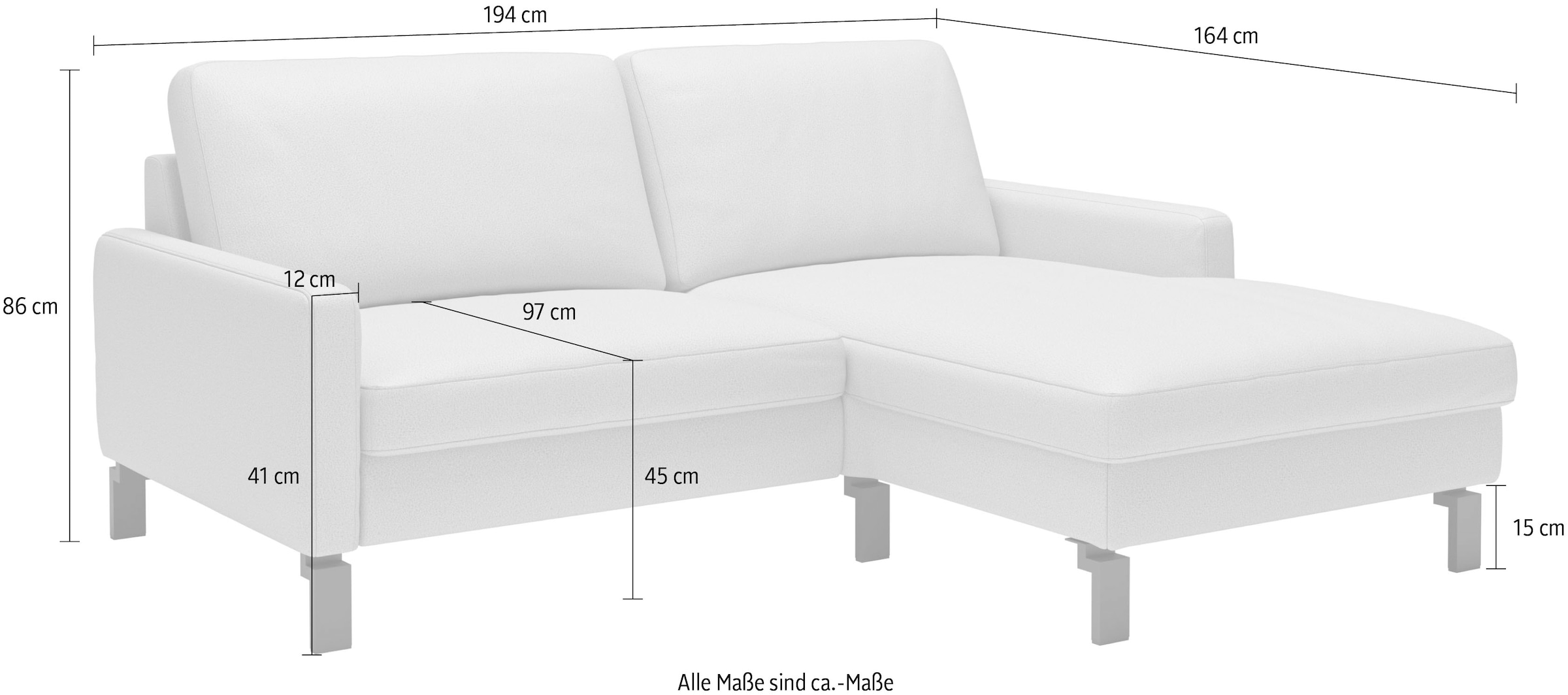Home affaire Ecksofa »Lecce, L-Form, Federkernpolsterung, Breite 194 cm« inkl. saugroboterfreundliche Höhe & schmale Armlehnen