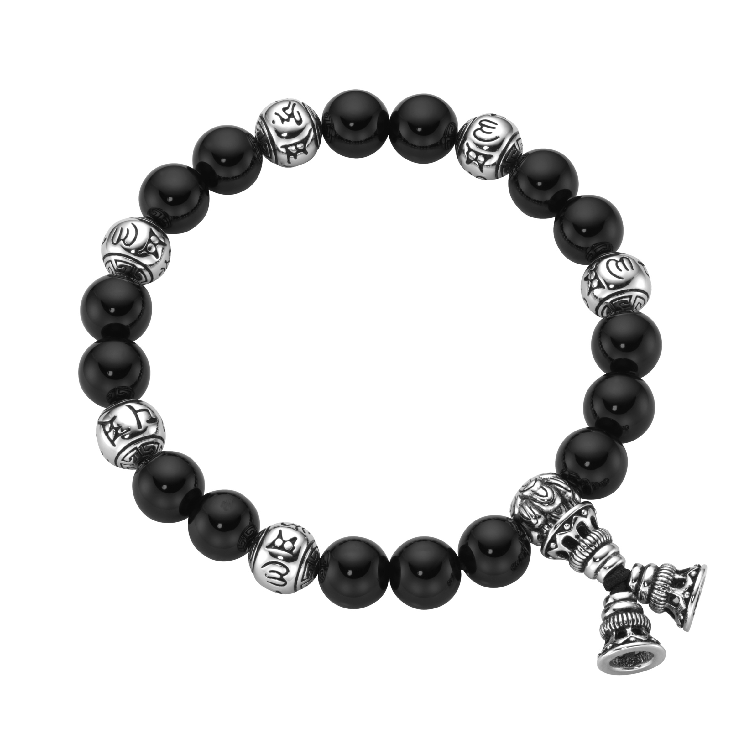 GIORGIO MARTELLO MILANO Armband »schwarze Achat Kugeln, tibetische Glücks- Symbole, Silber 925« | BAUR