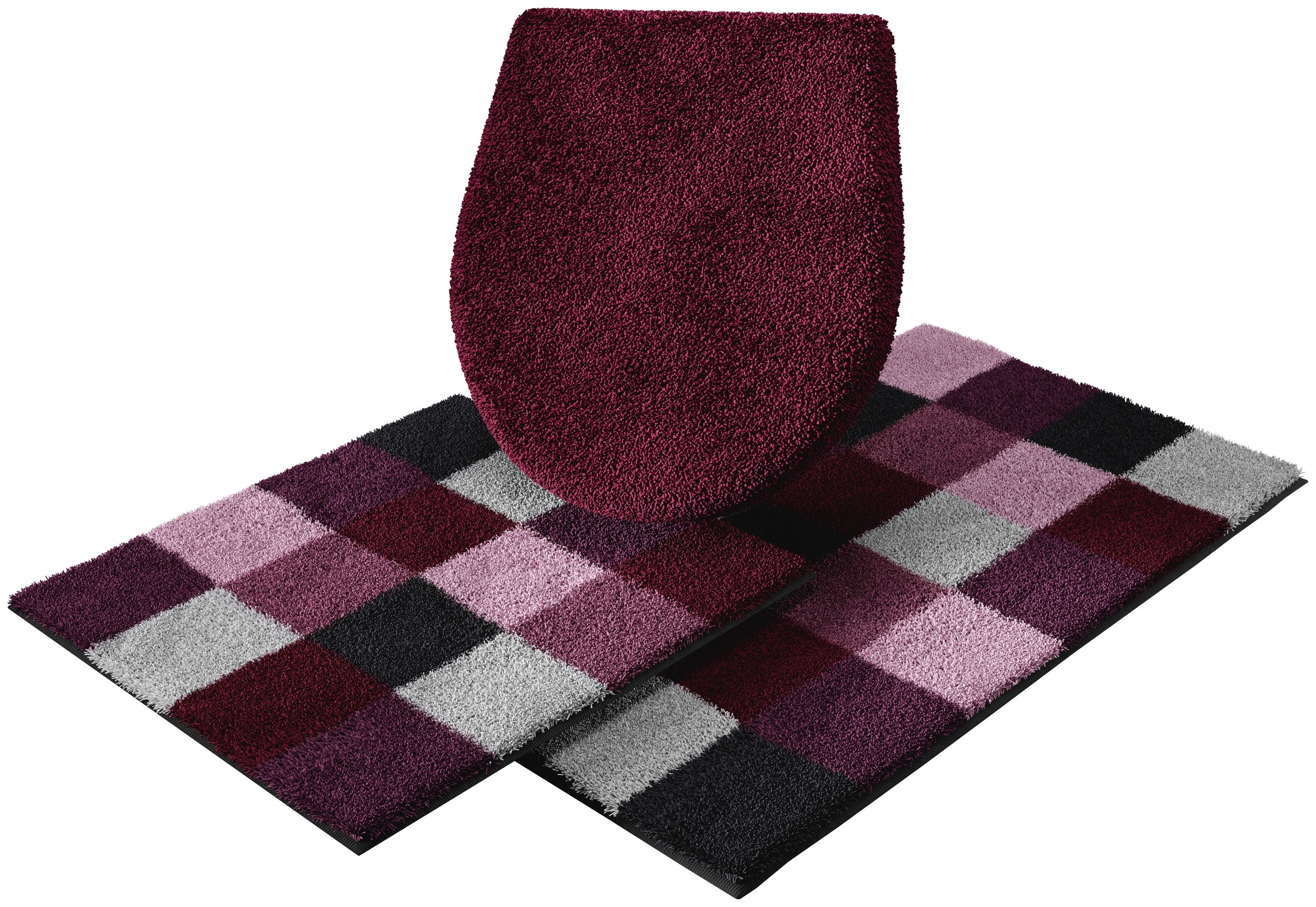 Grund Badematte "Mosaik, Badvorleger, Badezimmer Teppich, sehr weich" Höhe 20 mm rutschhemmend beschichtet fußbodenheizungsgeeignet angenehm weich, auch als 3 teiliges Set erhältlich, Made in Europe