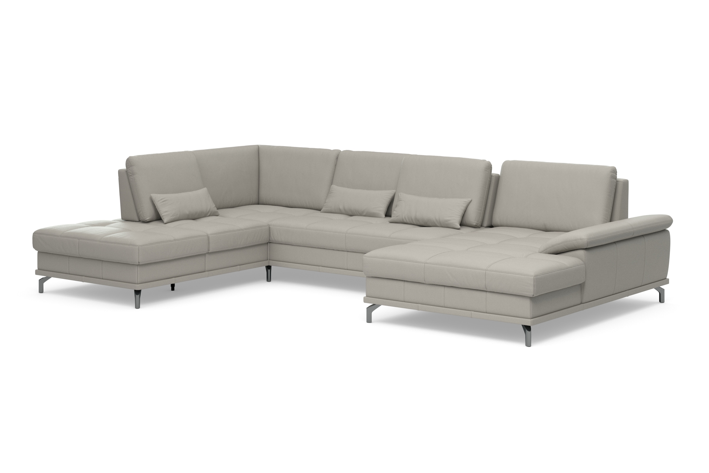 Places of Style Wohnlandschaft »Costello U-Form, mit Sitztiefenverstellung, Armteilverstellung und«, 3 Nierenkissen, optional Bettfunktion und Bettkasten