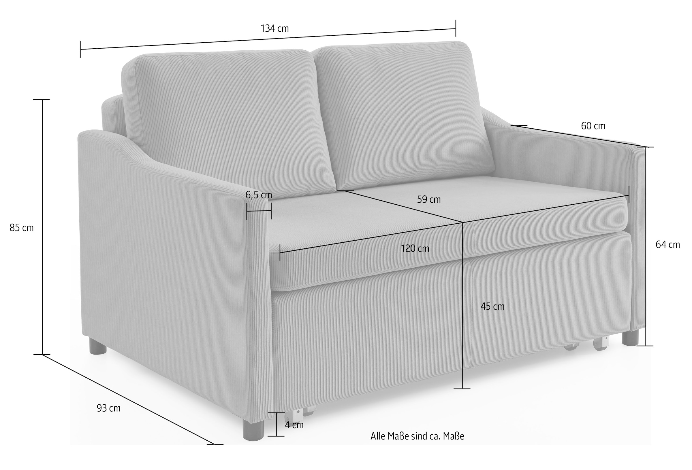 ATLANTIC home collection Schlafsofa »Anella«, mit Cord-Bezug, mit Schlaffunktion, frei im Raum stellbar