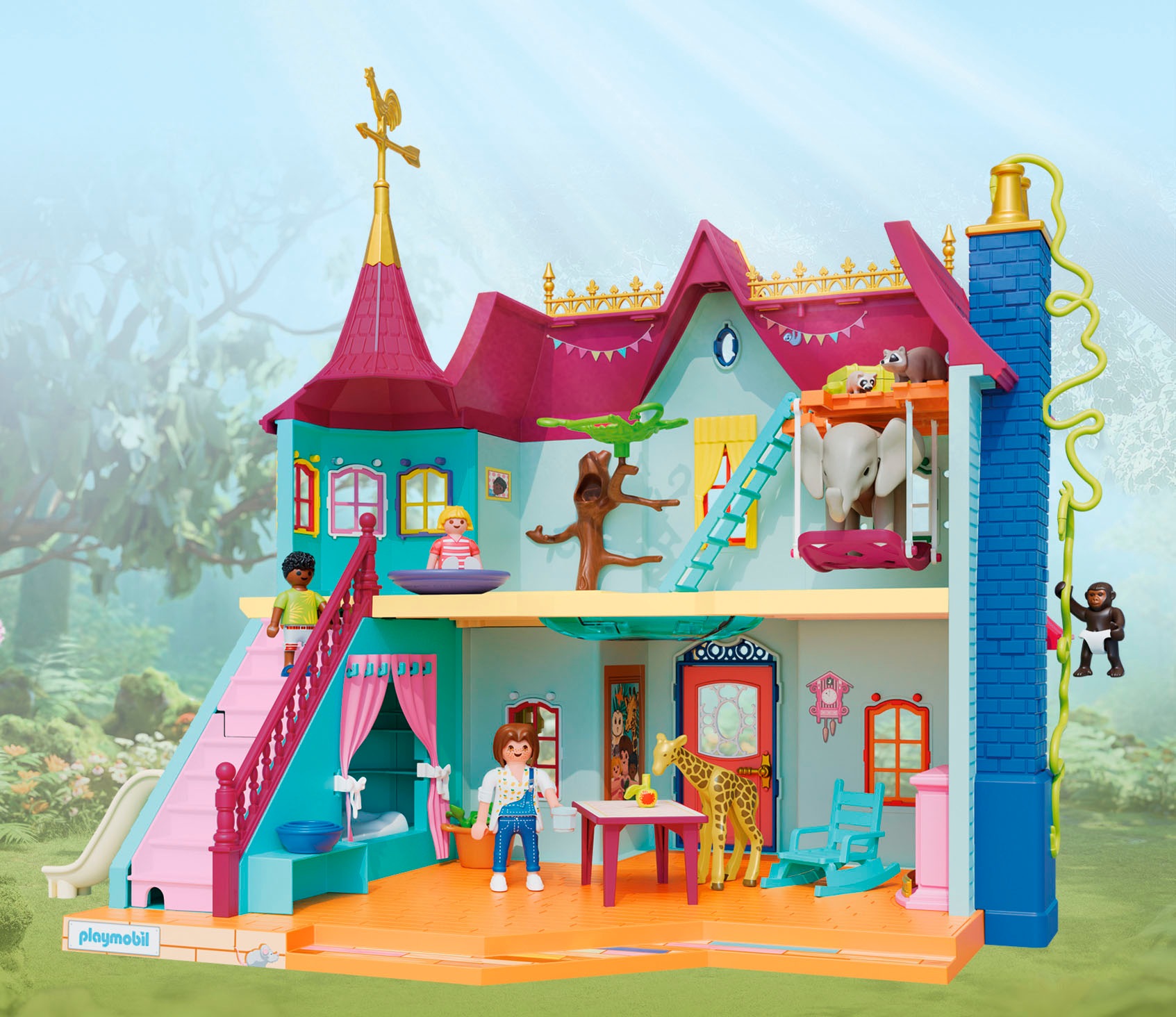 Playmobil® Konstruktions-Spielset »Kunterbunte Tiervilla (71852), Animals & Friends«, (162 St.), Made in Germany