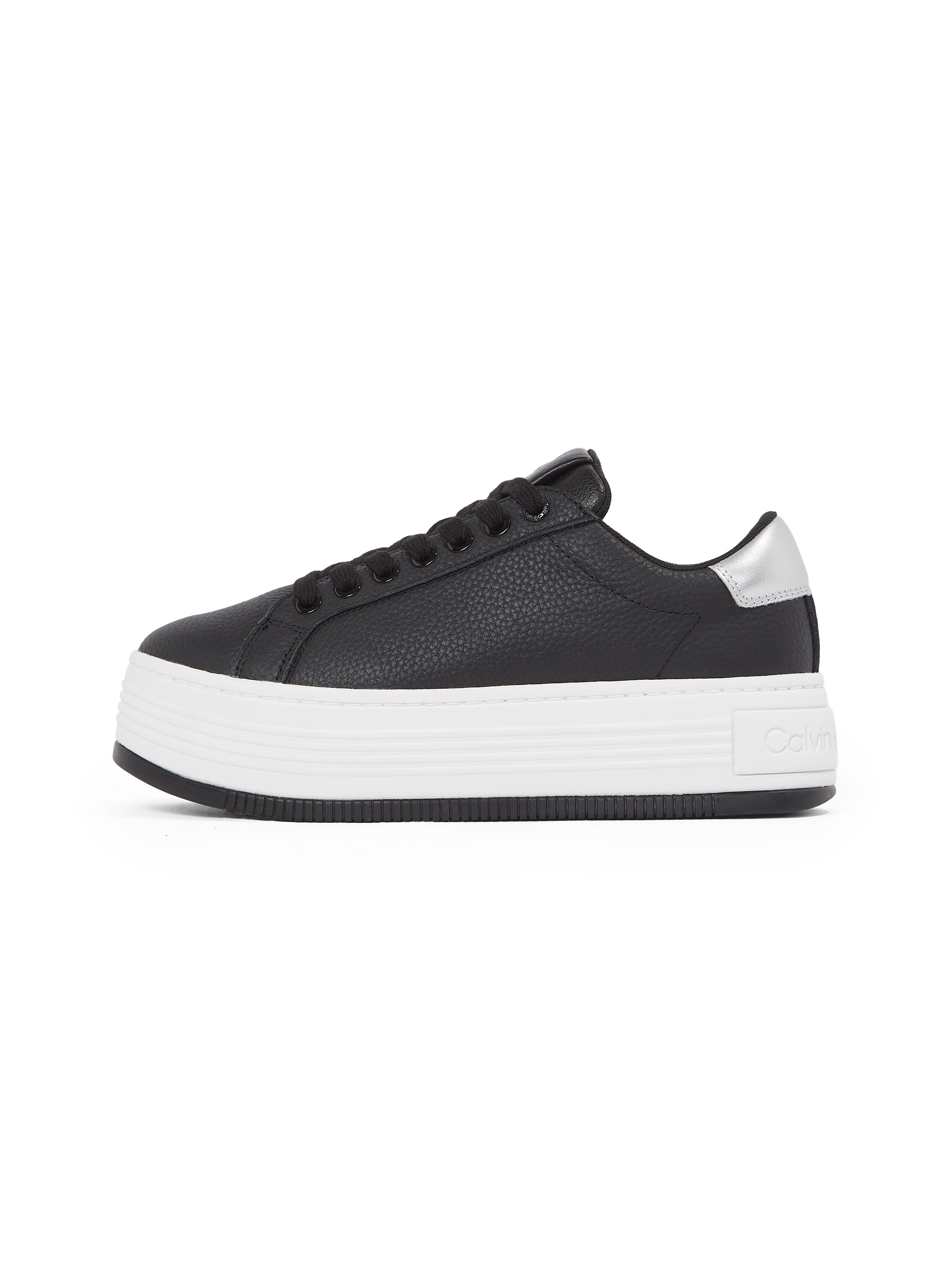Calvin Klein Jeans Plateausneaker »BOLD FLATF LOW MIX OHB«, Schnürschuh, Halbschuh, Freizeitschuh mit Fersen-Kontrast