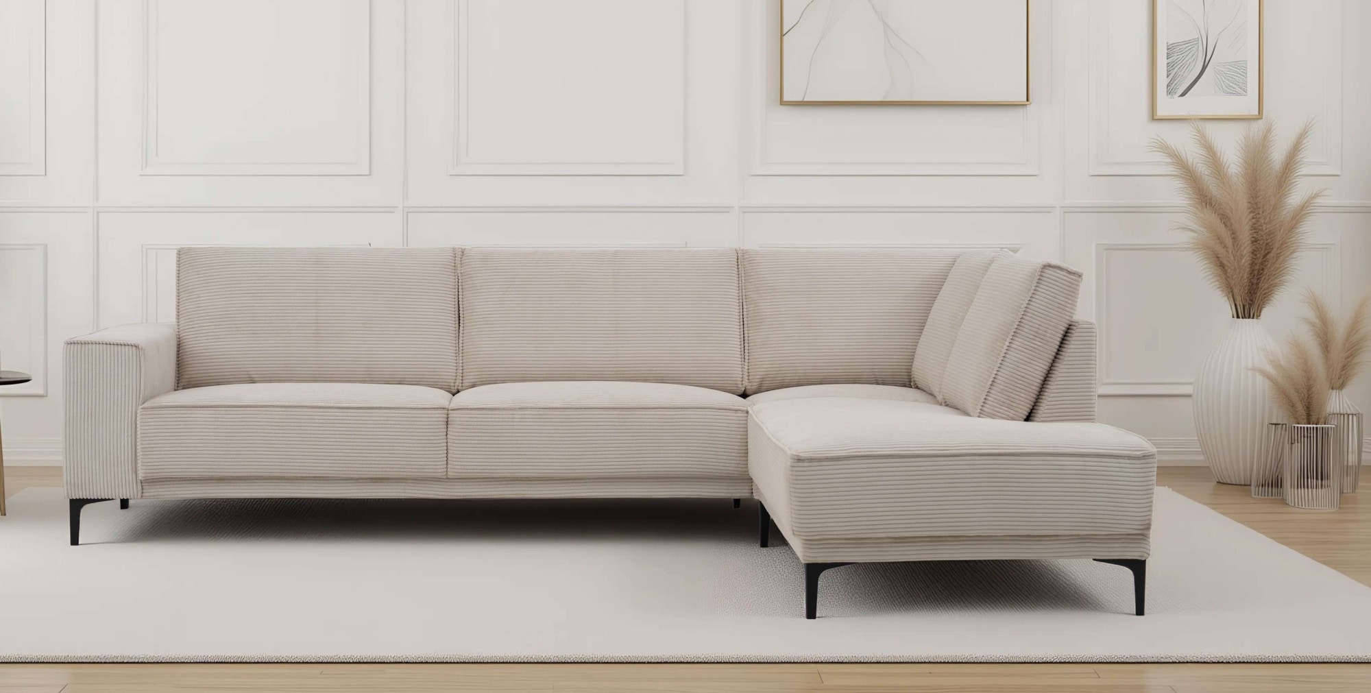 OTTO home Ecksofa "OLAND Cord L-Form, B: 289 cm, Skandi-Design" Struktur, Flachgewebe, Luxus-Microfaser, Boucle
