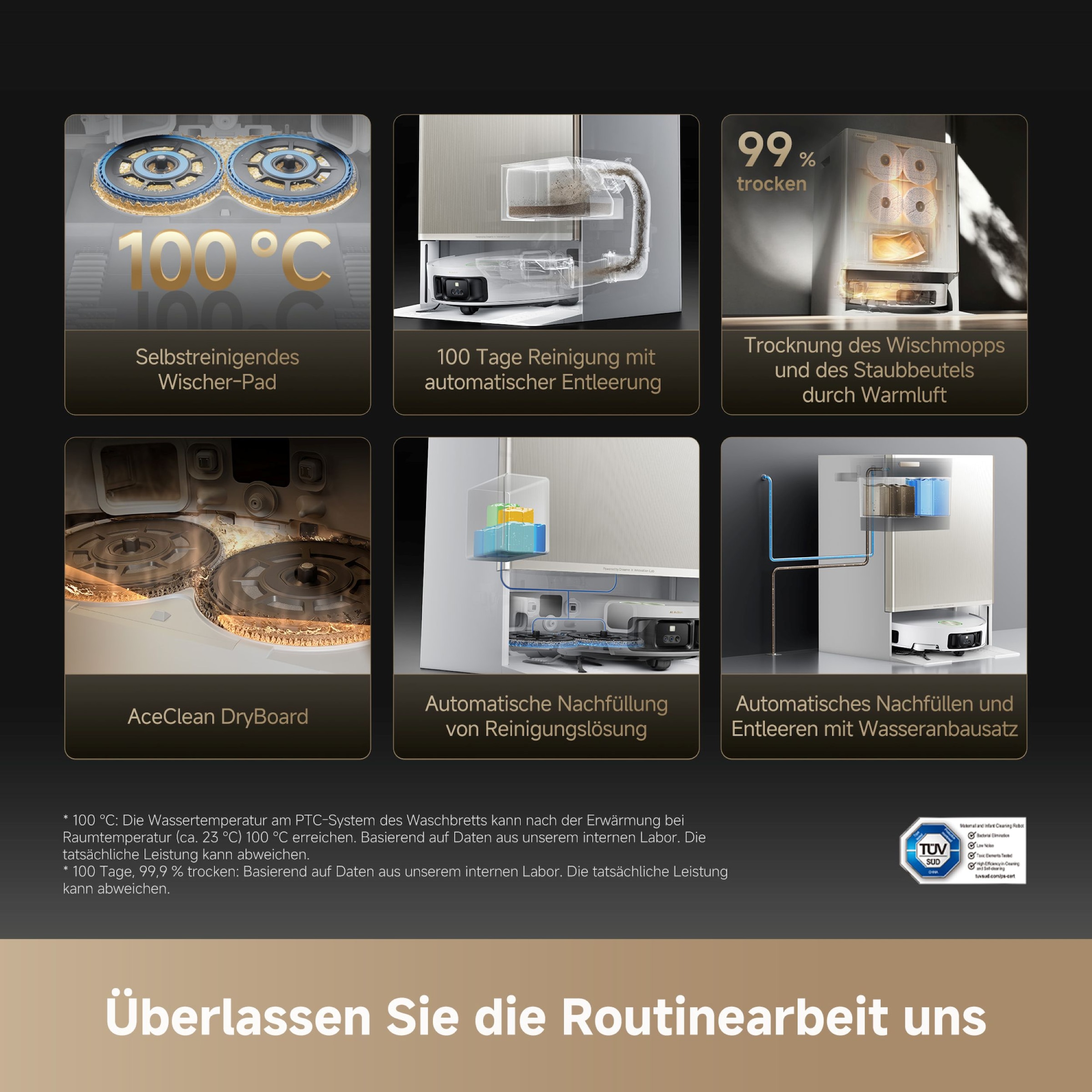 Dreame Saugroboter »mit Wischfunktion Matrix 10 Ultra White« Mop-Wechsel, drei Reinigungsmittel, überwindet Hindernisse, 30.000 Pa