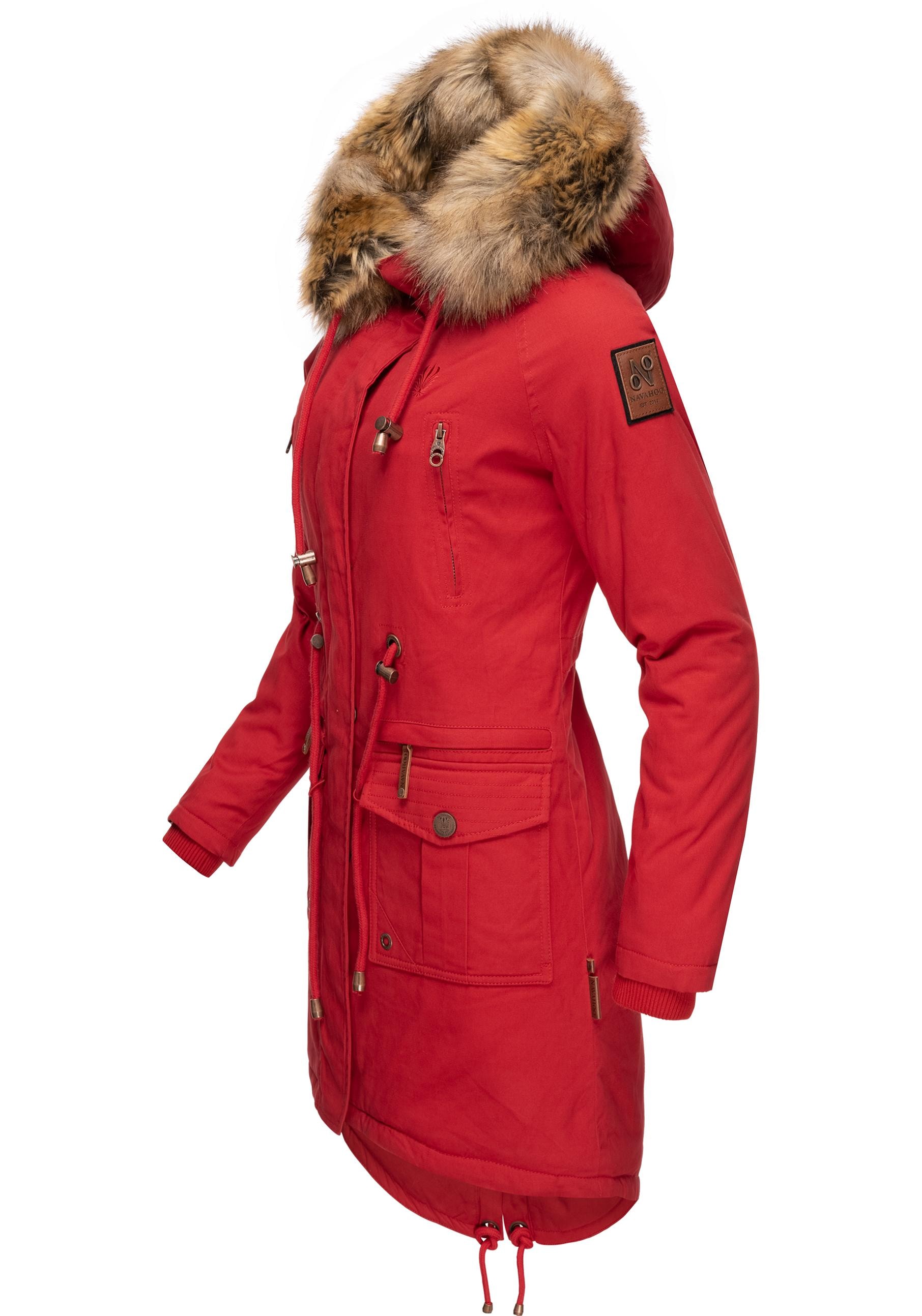 Navahoo Wintermantel »Rosinchen«, stylischer Damen Winter Baumwollparka mit Kunstfell