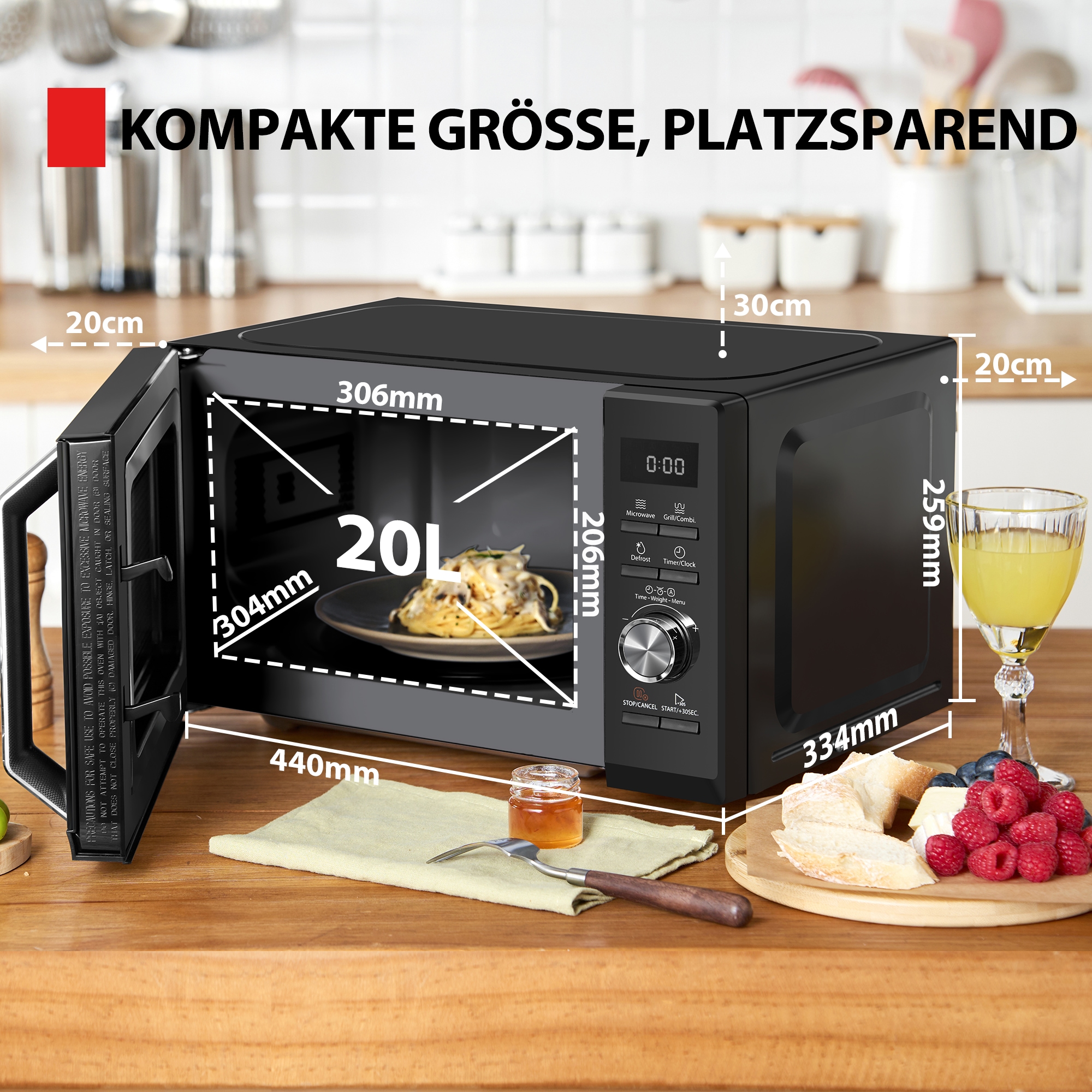 Toshiba Mikrowelle »MW3-AG20PE(BK)«, Mikrowelle-Grill, mit Grill