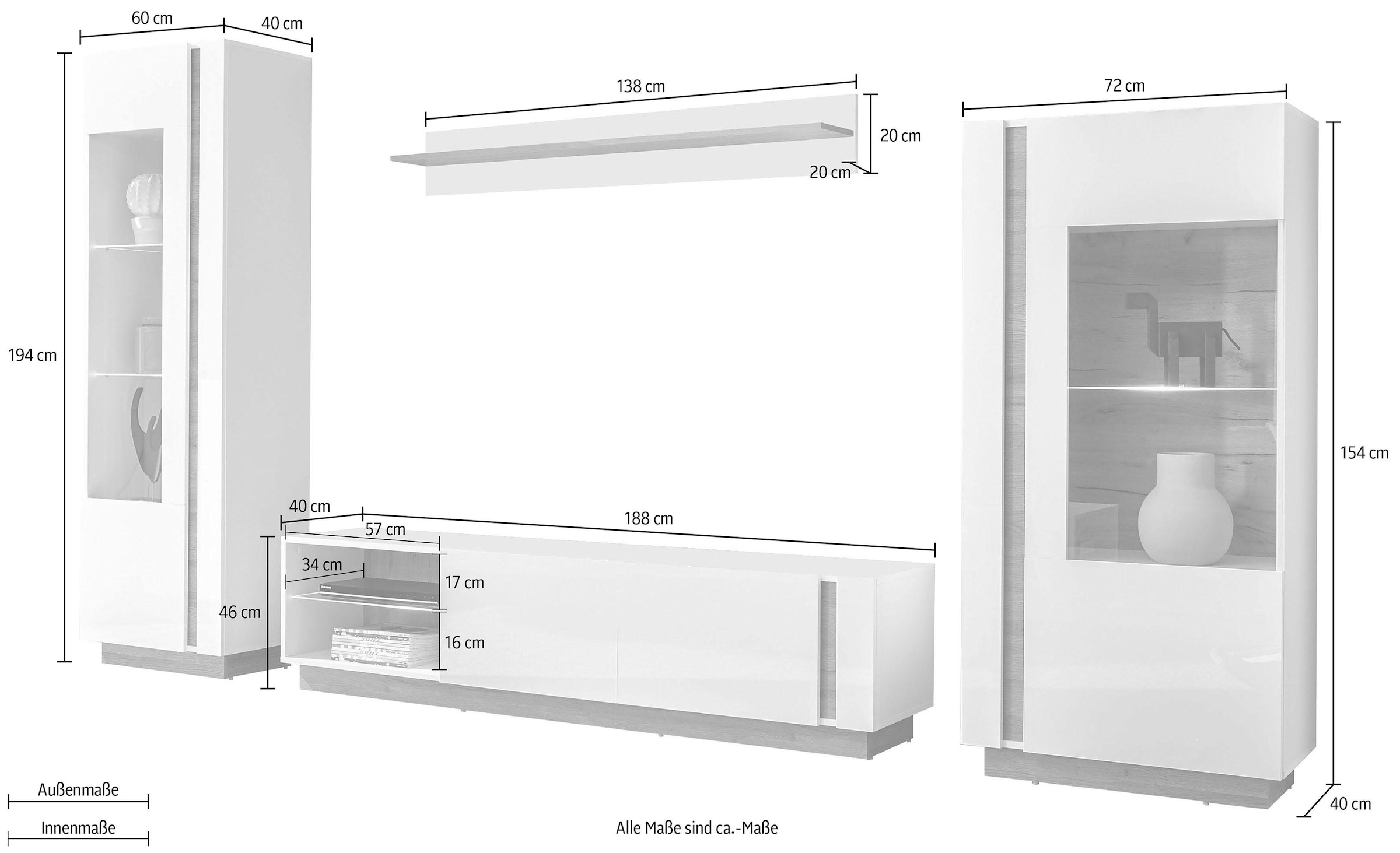 INOSIGN Wohnwand »CLAiR Kombi 22«, (Set, 4 St.)