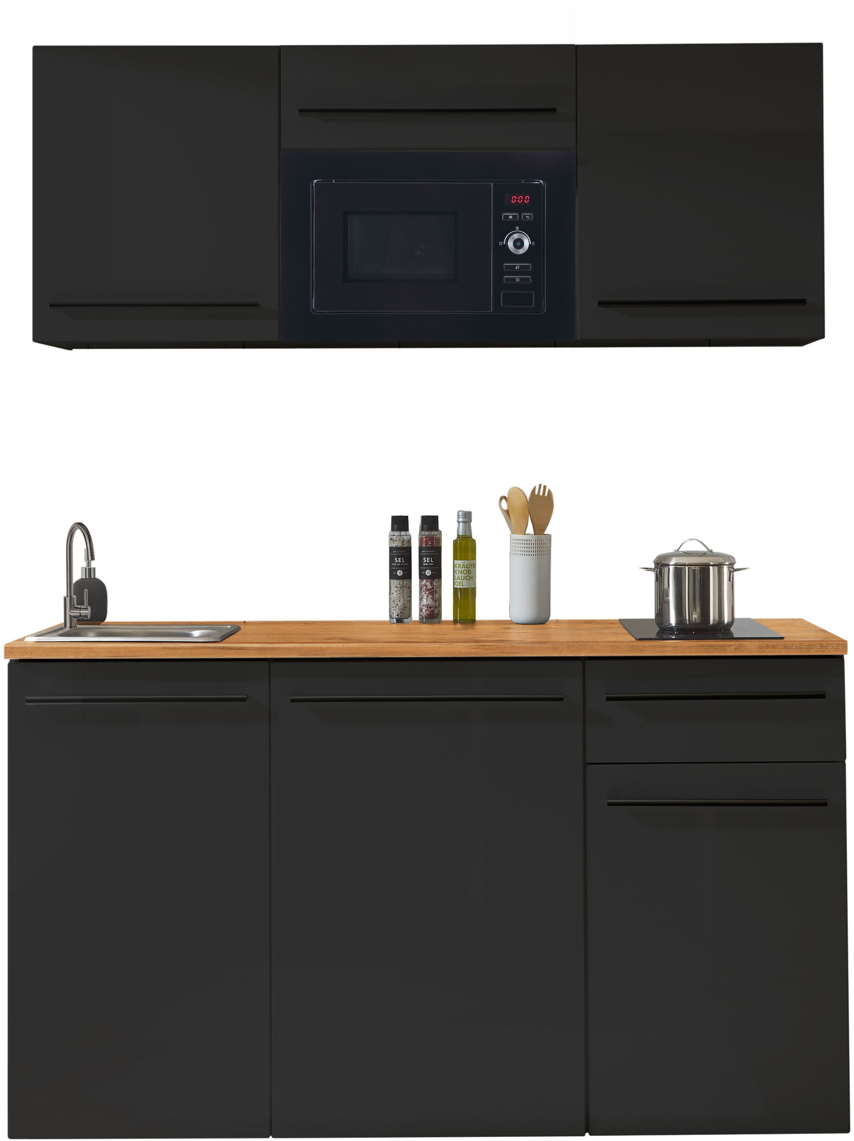 BASIC by Balculina Pantryküche "Jazz Singleküche" Breite 160 cm, wahlweise günstig online kaufen