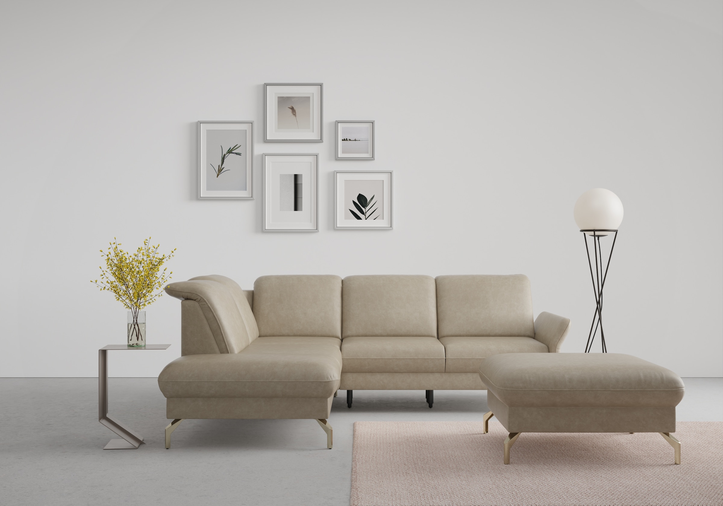 sit&more Ecksofa "Fashion L-Form" wahlweise mit Kopfteilverstellung, Vorziehsitz, motorisch, Nickelfüße