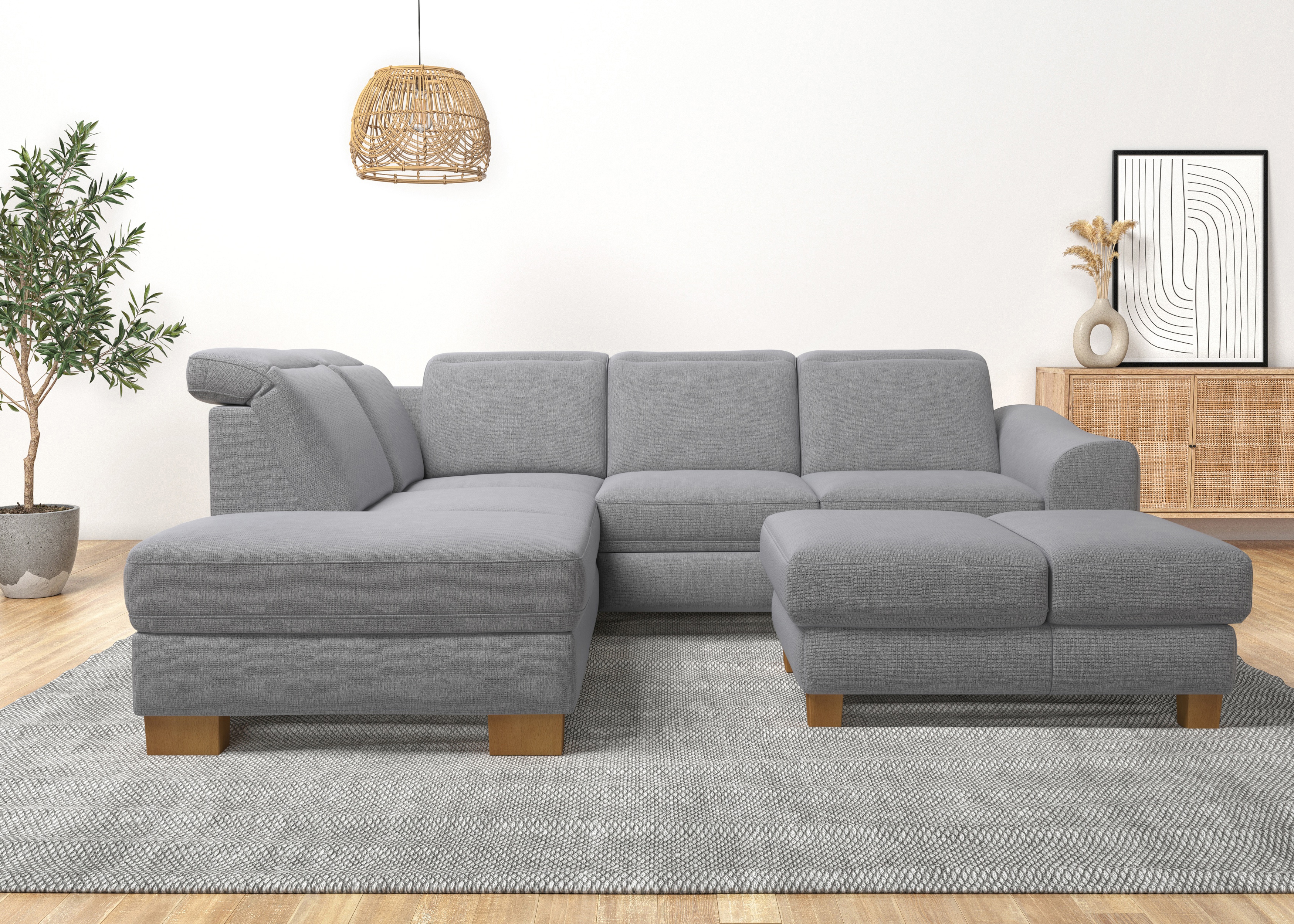 Home affaire Ecksofa "Dundee L-Form" wahlweise mit Kopfteilverstellung und zusätzlich mit Schlaffunktion