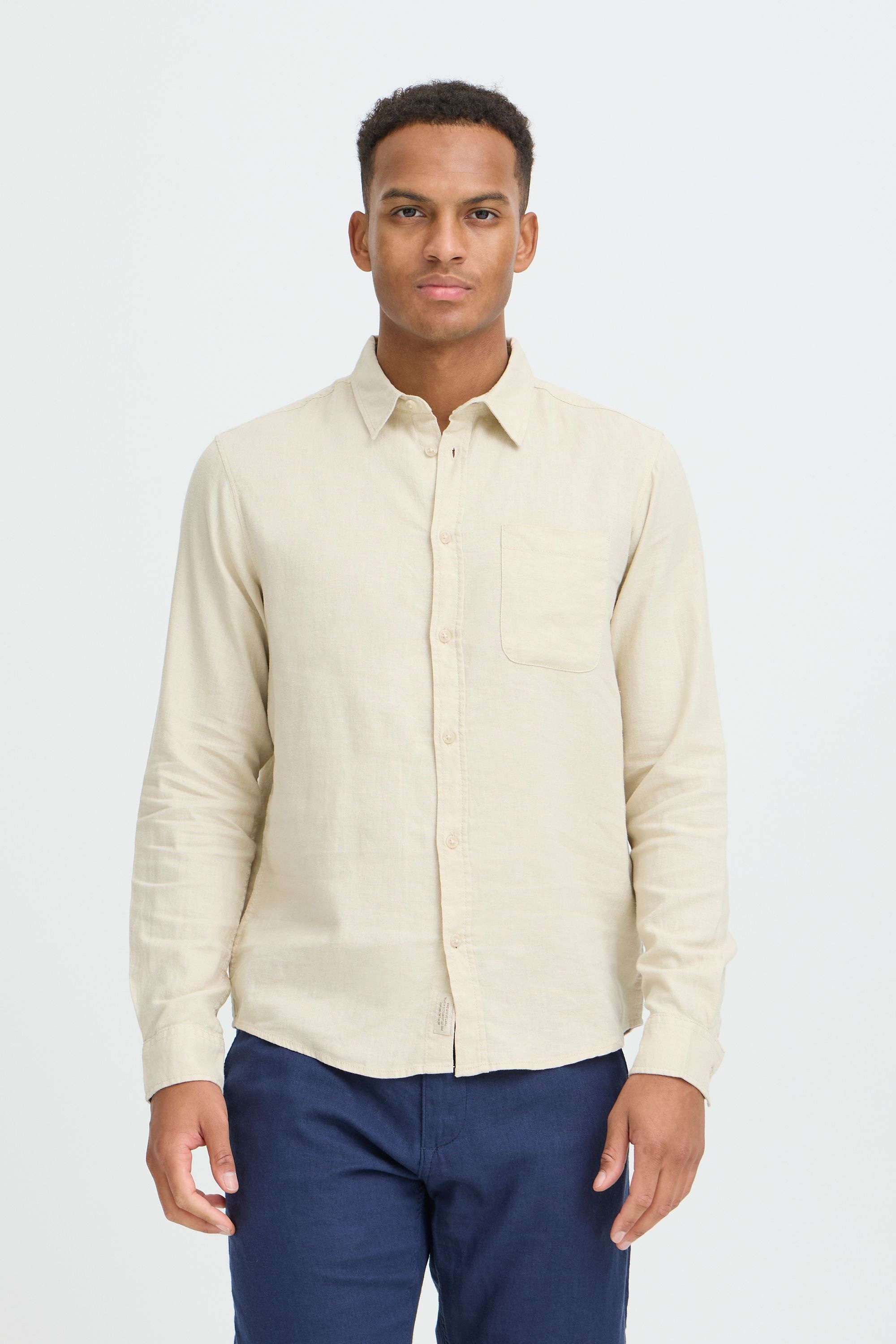 Blend Leinenhemd "BHLinex" Stilvolles Langarmhemd aus Leinenmix mit Brustta günstig online kaufen