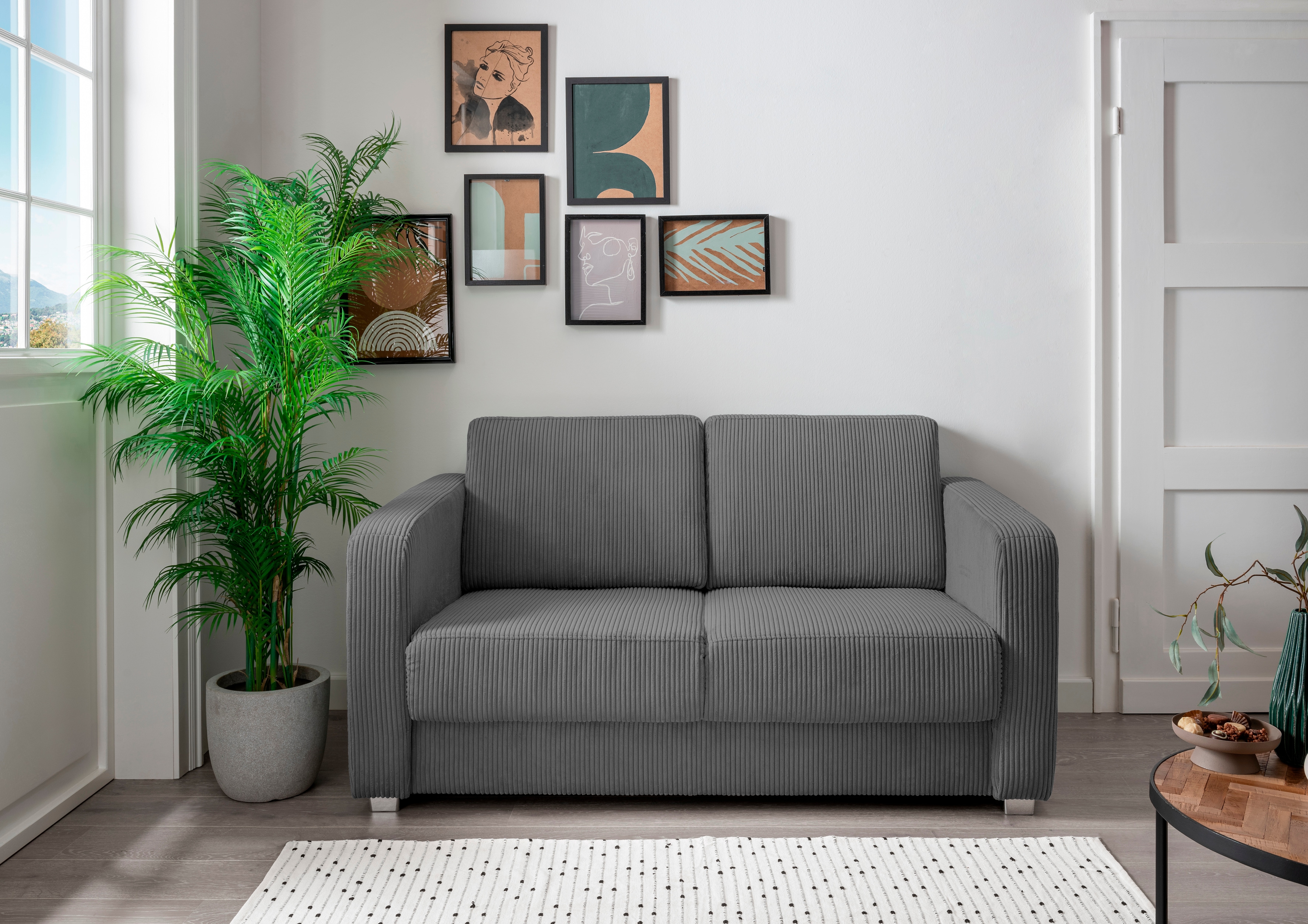 Home affaire Schlafsofa "MIA modern und bequem, schmale Armlehnen, Einzelauszug" zwei verschiedene Fußfarben wählbar