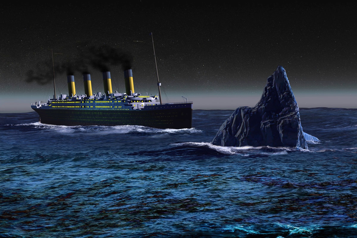 Papermoon Fototapete »Titanic mit Eisberg«