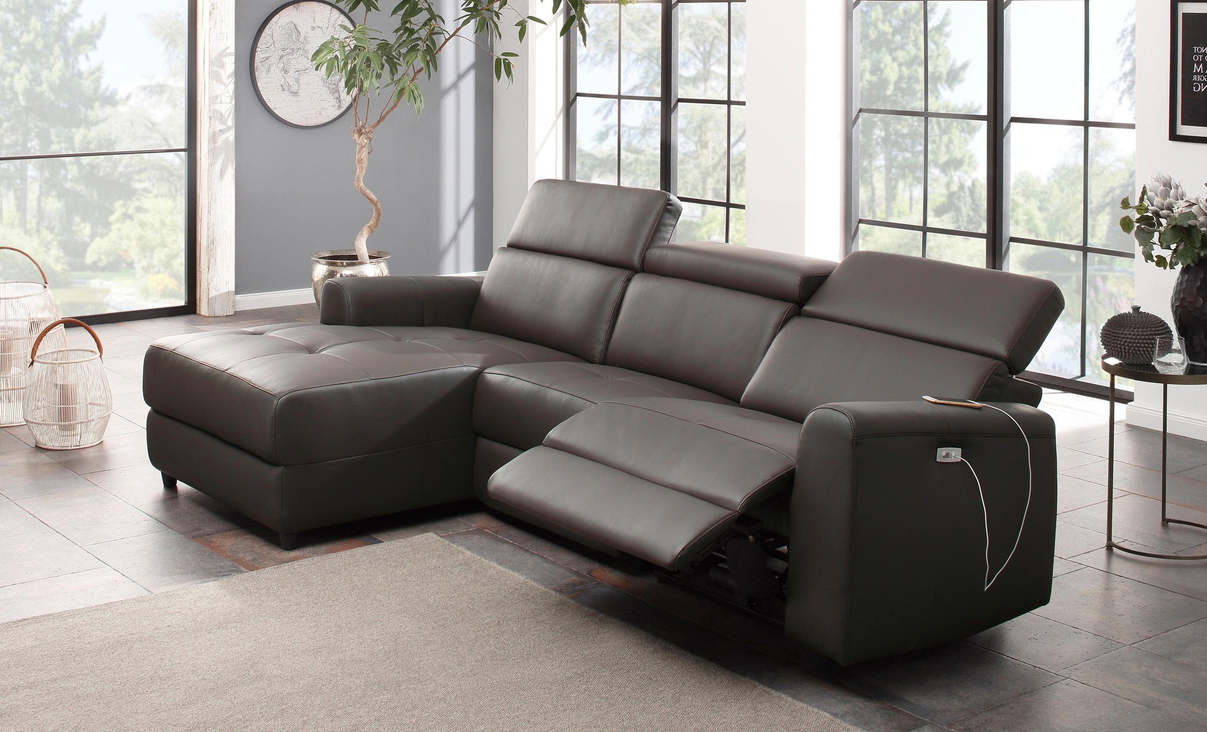 Home affaire Ecksofa »Sentrano, L-Form,«, 275 cm, man. o. elektr. Relaxfunktion und USB/Kopfverstellung