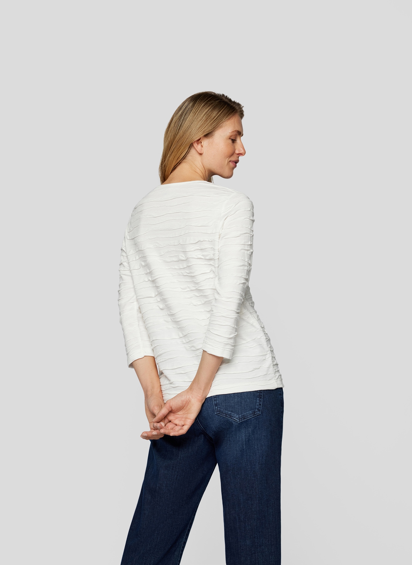 Rabe 3/4-Arm-Shirt, mit Wellen-Struktur