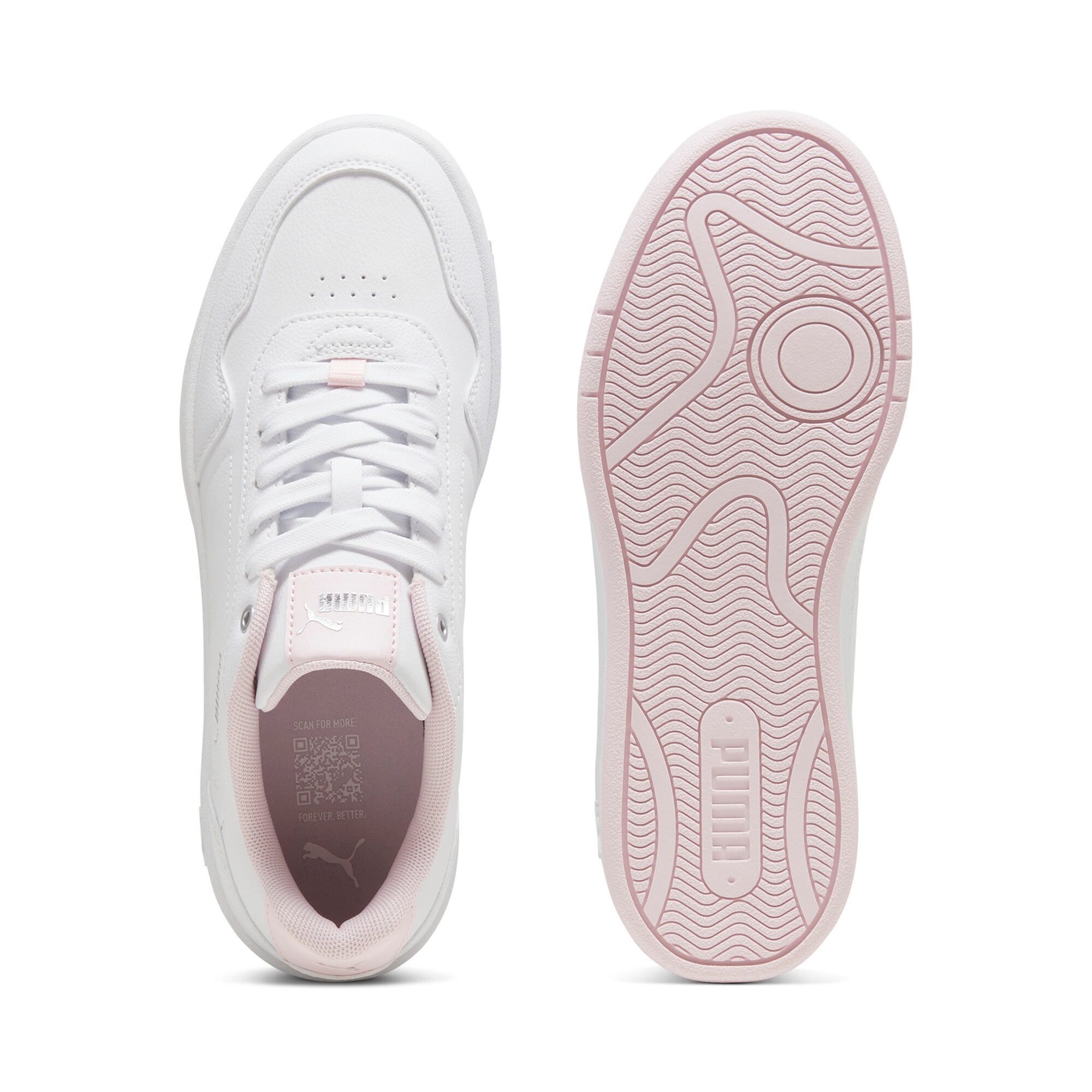 Sneaker PUMA "COURT CLASSY", Damen, Gr. 37,5, pink (puma weiß, whisp of pink, puma silber), Synthetik, Schuhe Sneaker, mit Schnürung, Gummilaufsohle mit leichtem Profil 6